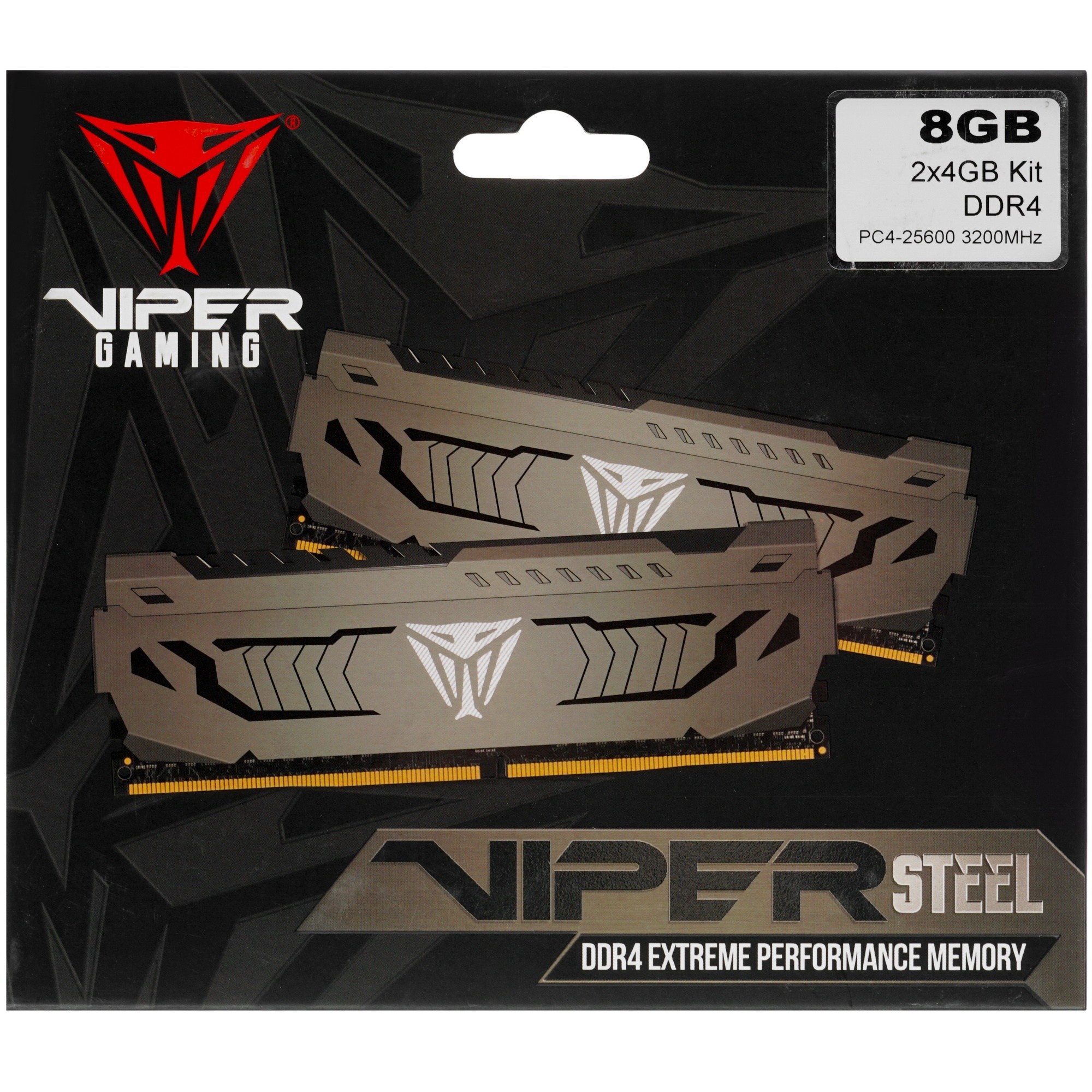 Оперативная память Patriot Viper Steel, DDR4, 8GB (2x4GB), 3200MHz, CL16, с радиатором, черный
