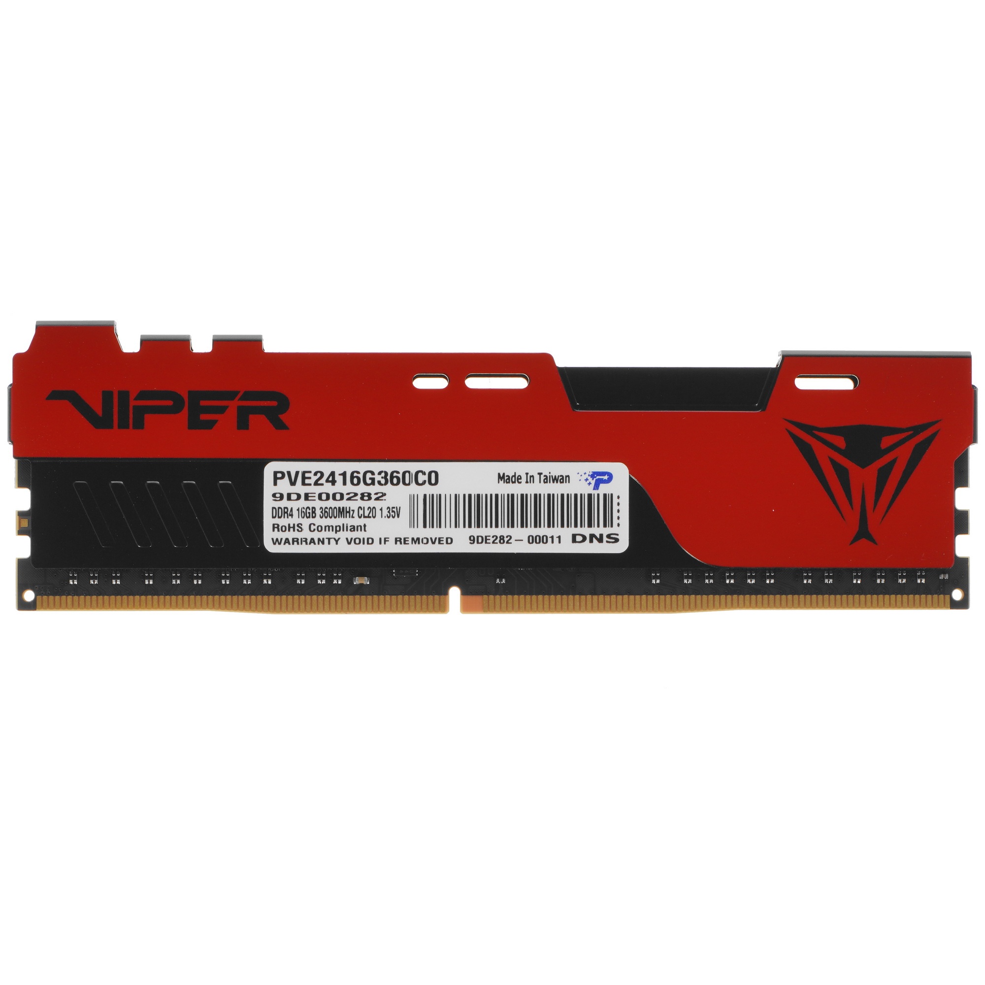 Оперативная память Patriot Viper Elite II, DDR4, 16GB (1x16 GB), 3600 MHz, CL20, радиатор, красный,