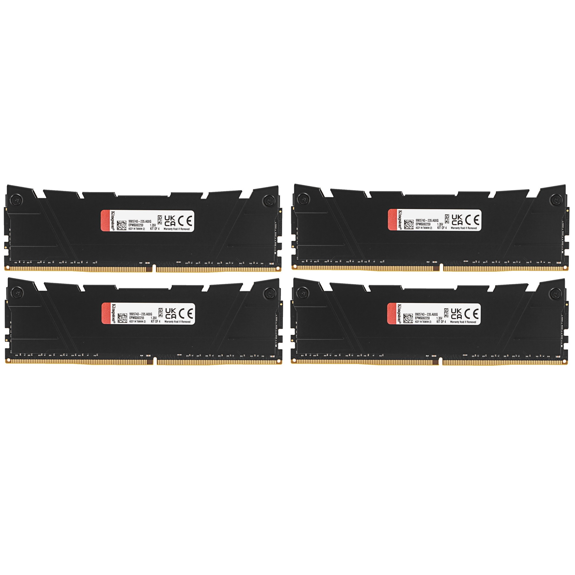Оперативная память Kingston Fury Renegade, DDR4, 32GB (4x8GB), 3200MHz, CL16, с радиатором, черный