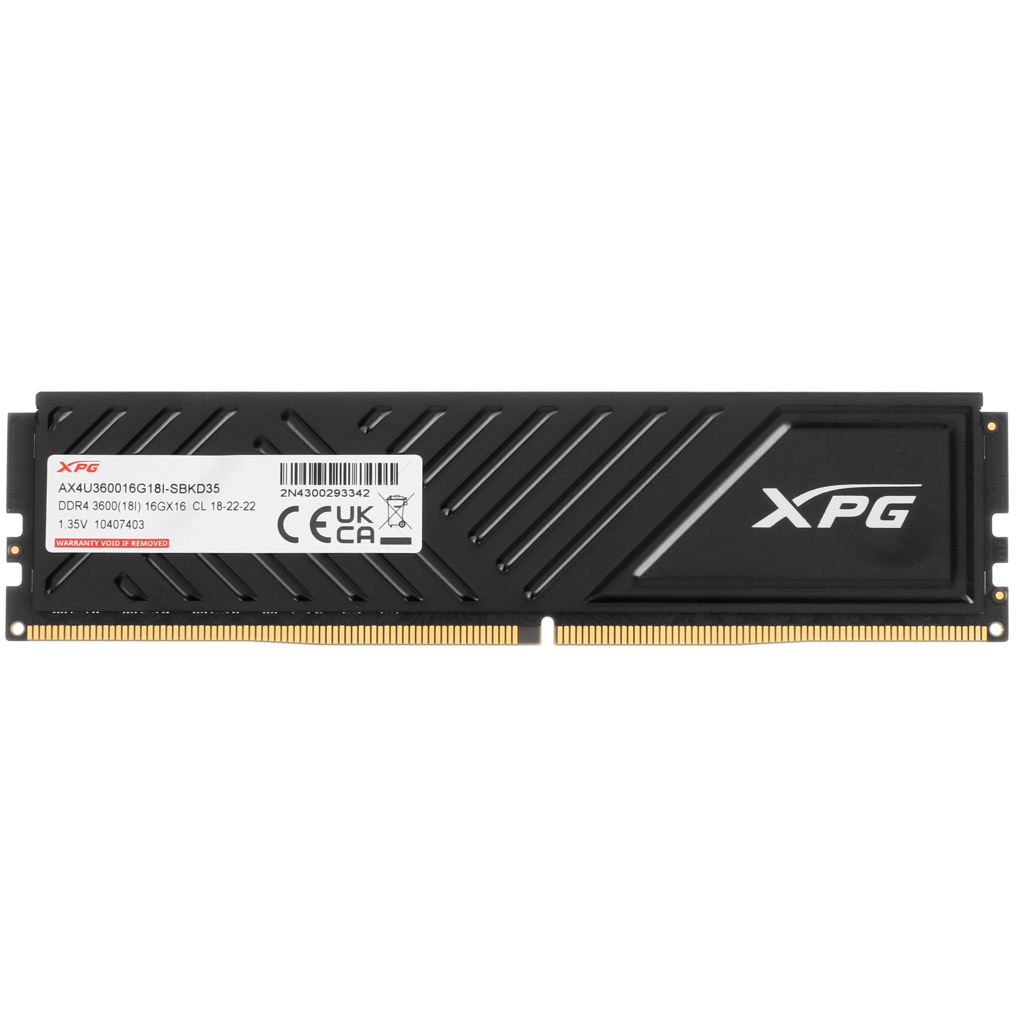 Оперативная память XPG Gammix D35, 16GB, DDR4, 3600MHz, CL18, UDIMM, с радиатором, черный