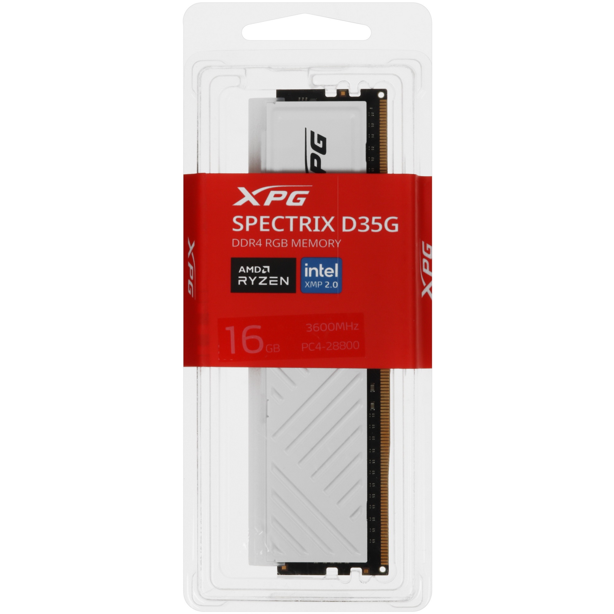 Оперативная память XPG Spectrix D35G RGB, 16GB, DDR4, 3600MHz, CL18, UDIMM, с радиатором, RGB, белый
