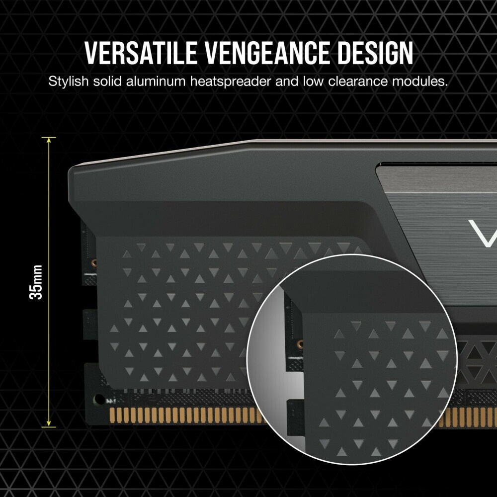 Оперативная память Corsair Vengeance, DDR5, 32GB (2x16 GB), 6000 MHz, CL38, радиатор, чёрный