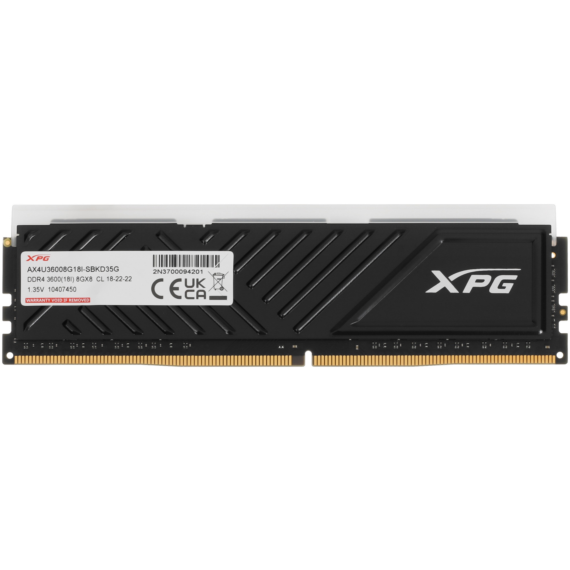 Оперативная память XPG Spectrix D35G RGB, 8GB, DDR4, 3600MHz, CL18, с радиатором, черный, RGB