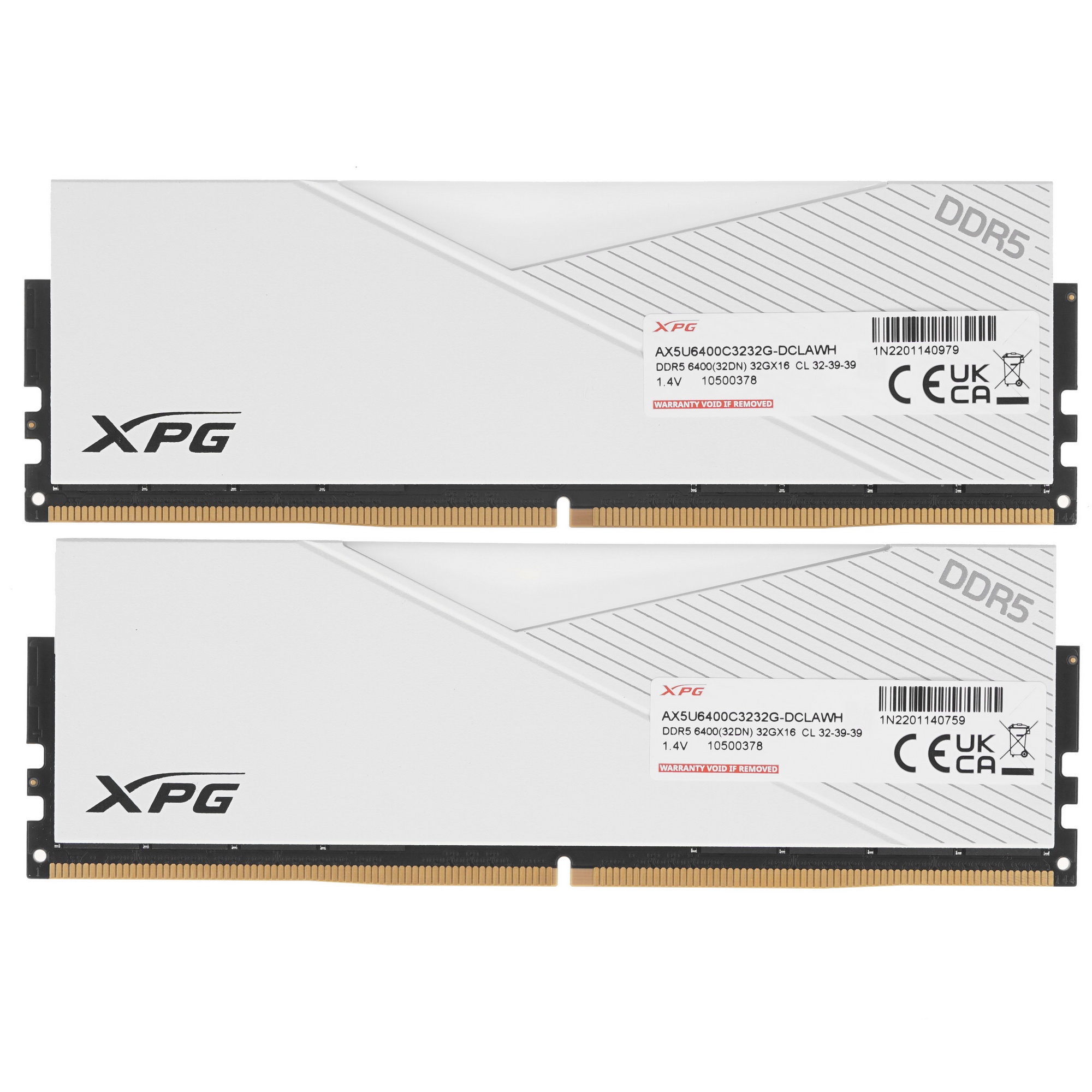 Оперативная память XPG Lancer, DDR5, 64GB (2x32GB), 6400MHz, CL32, с радиаторами, белый