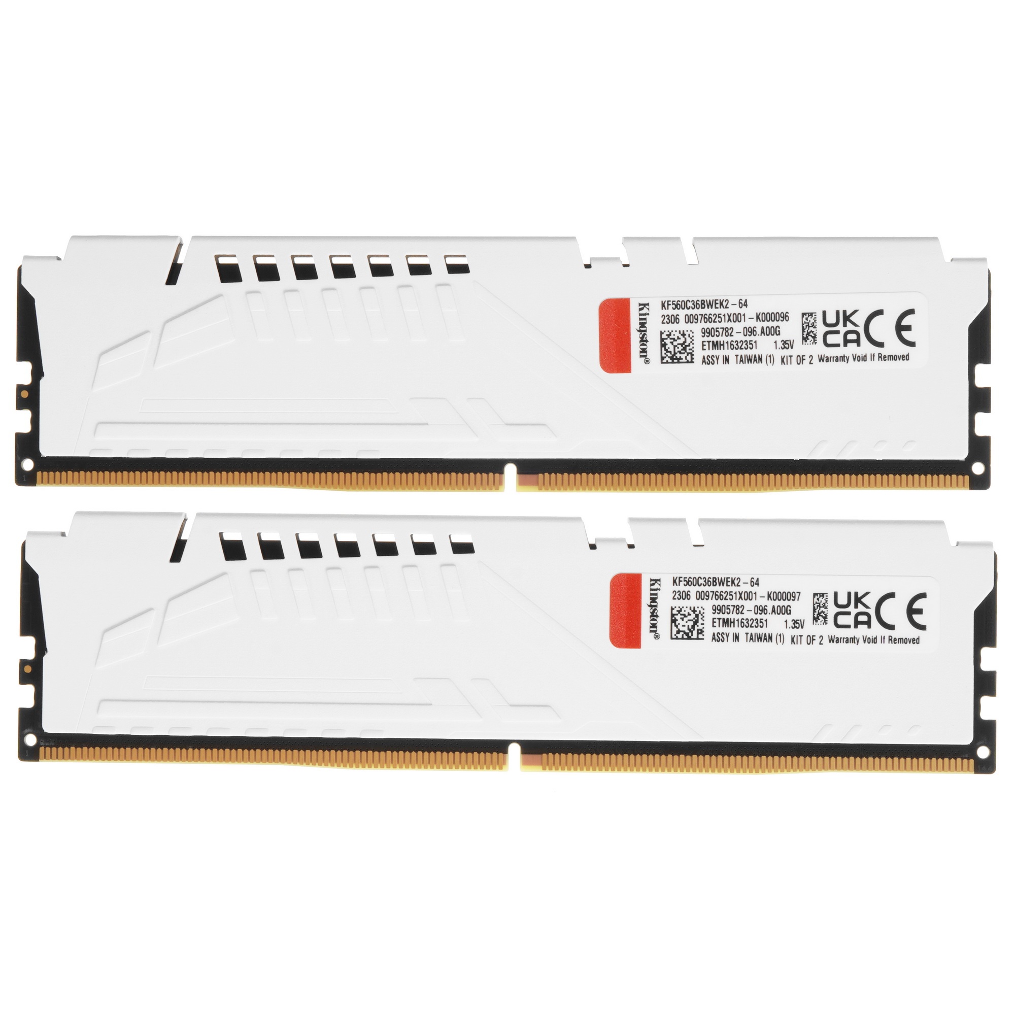 Оперативная память Kingston Fury Beast, DDR5, 64GB (2x32 GB), 6000 MHz, CL36, радиатор, белый