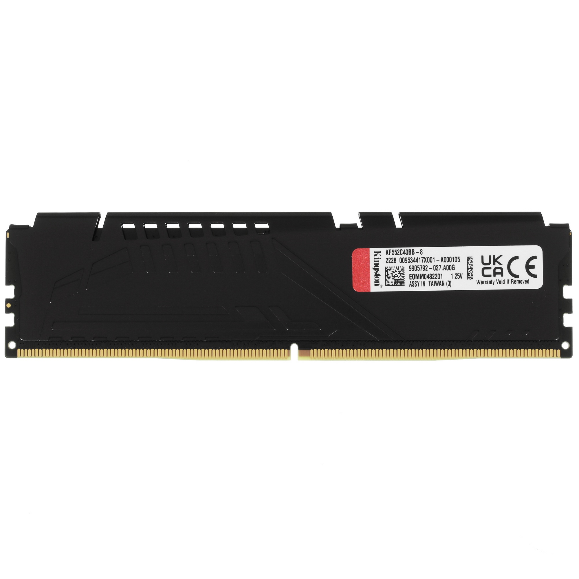 Оперативная память Kingston Fury Beast, DDR5, 8GB (1x8GB), 5200MHz, CL40, с радиатором, черный