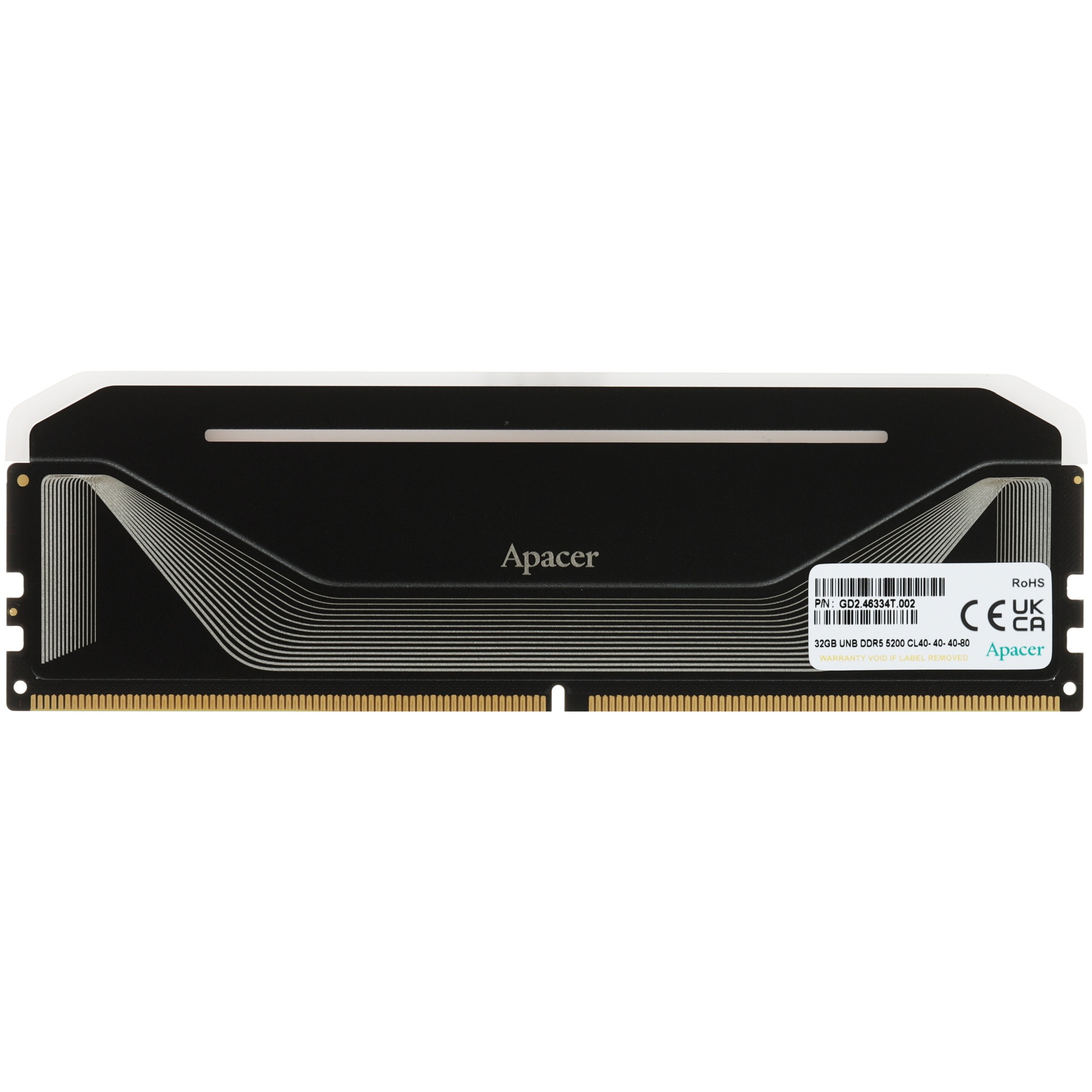 Оперативная память Apacer Nox, DDR5, 32GB (1x32GB), 5200MHz, CL40, радиатор, RGB, черный