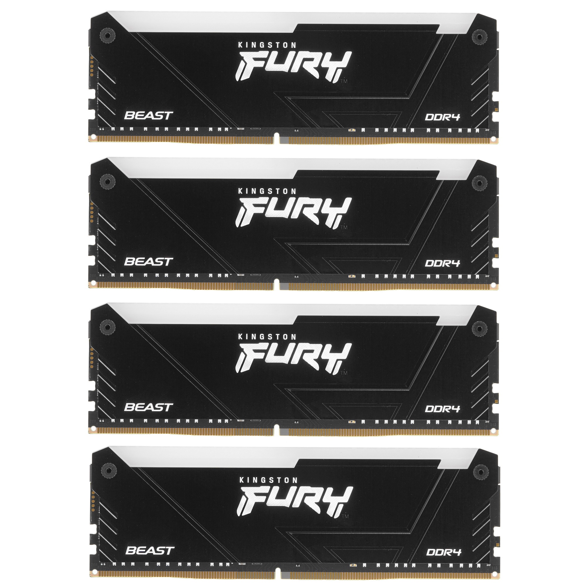 Оперативная память Kingston Fury Beast, DDR4, 32GB (4x8GB), 3200MHz, CL16, с радиатором, RGB, черный