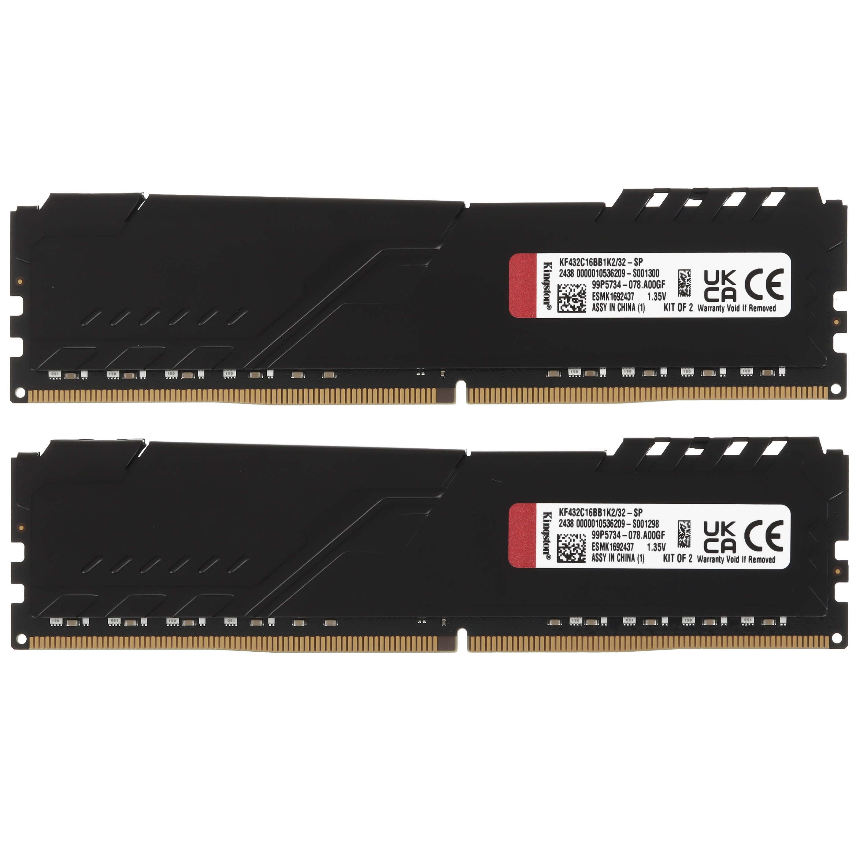 Оперативная память Kingston Fury Beast, DDR4, 32GB (2x16GB), 3200MHz, CL16, с радиатором, чёрный