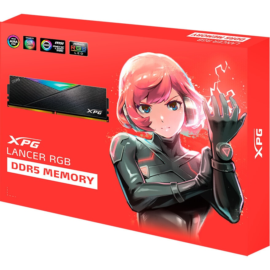 Оперативная память XPG Caster, DDR5, 32GB (2x16GB), 6400MHz, CL32, с радиаторами, чёрный