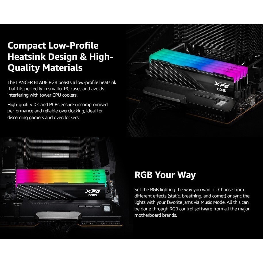 Оперативная память XPG Caster, DDR5, 32GB (2x16GB), 6400MHz, CL32, с радиаторами, чёрный