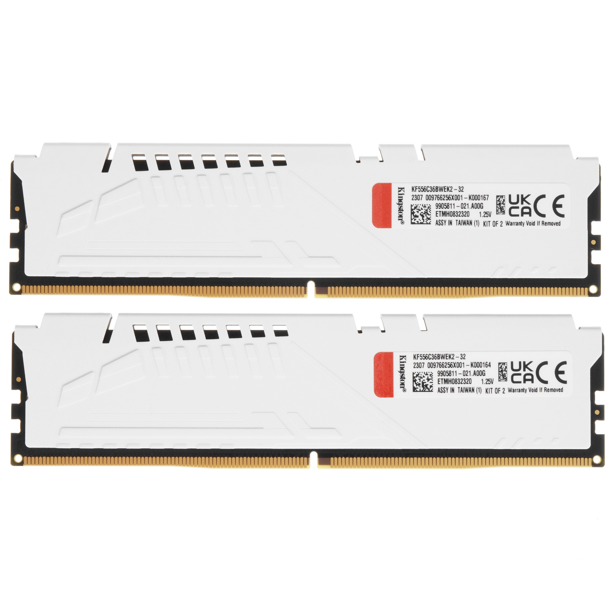 Оперативная память Kingston Fury Beast, DDR5, 32GB (2x16 GB), 5600 MHz, CL36, радиатор, белый