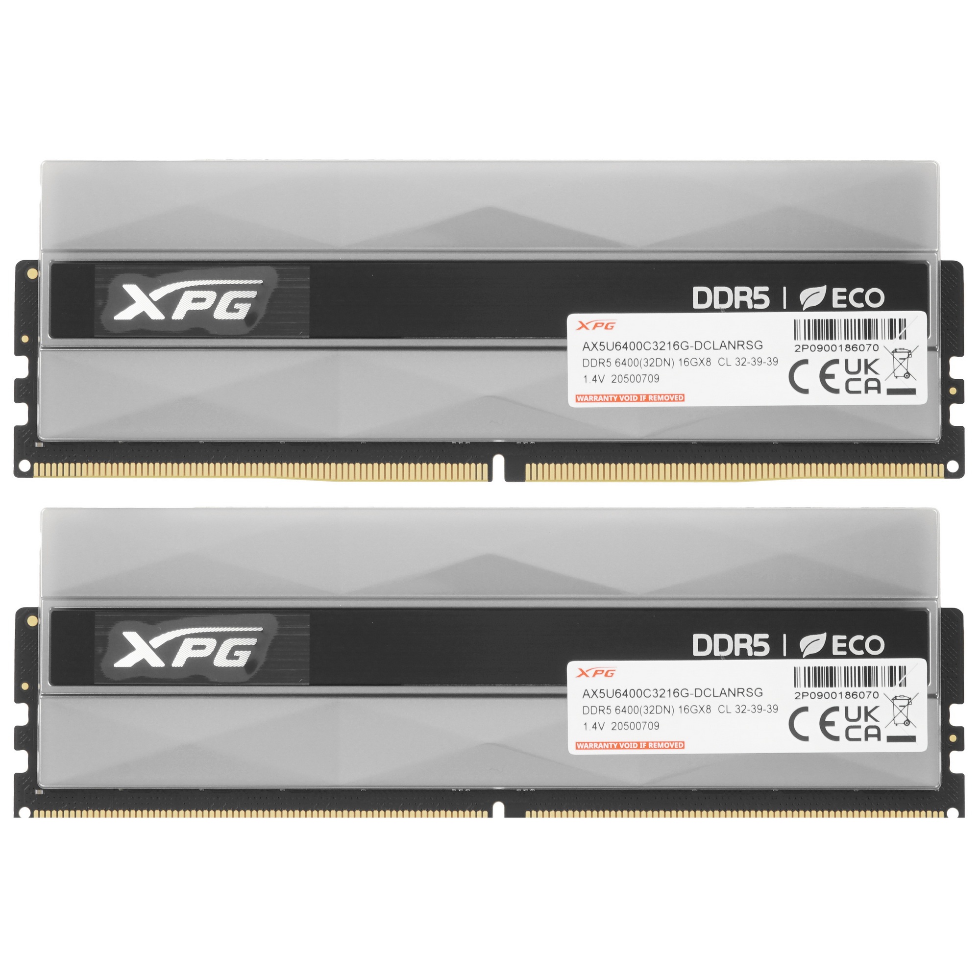 Оперативная память XPG Lancer Neon RGB, DDR5, 32GB (2x16GB), 6400MHz, CL32, с радиаторами, RGB, сере