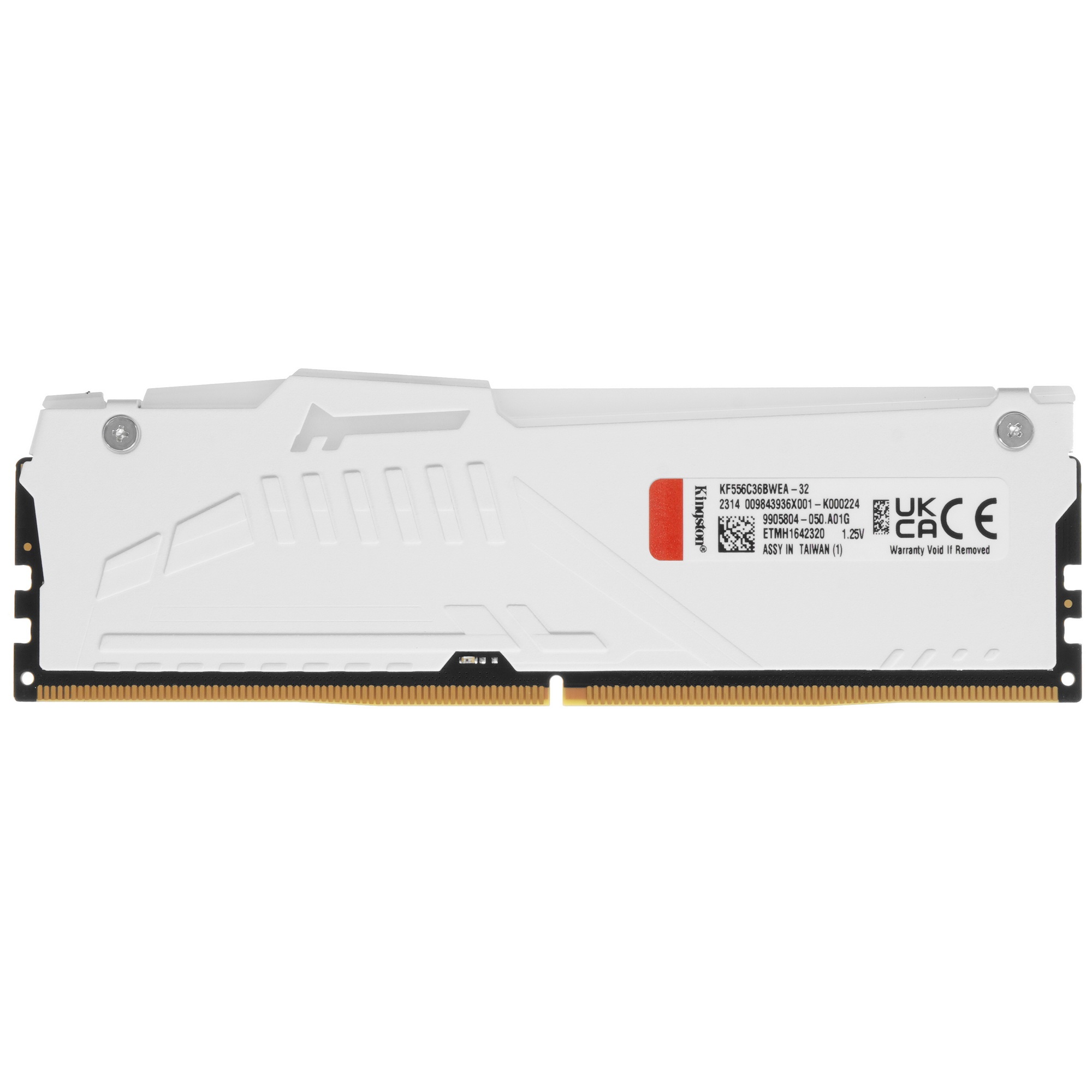 Оперативная память Kingston Fury Beast, DDR5, 32GB (1x32GB), 5600MHz, CL36, радиатор, RGB, белый