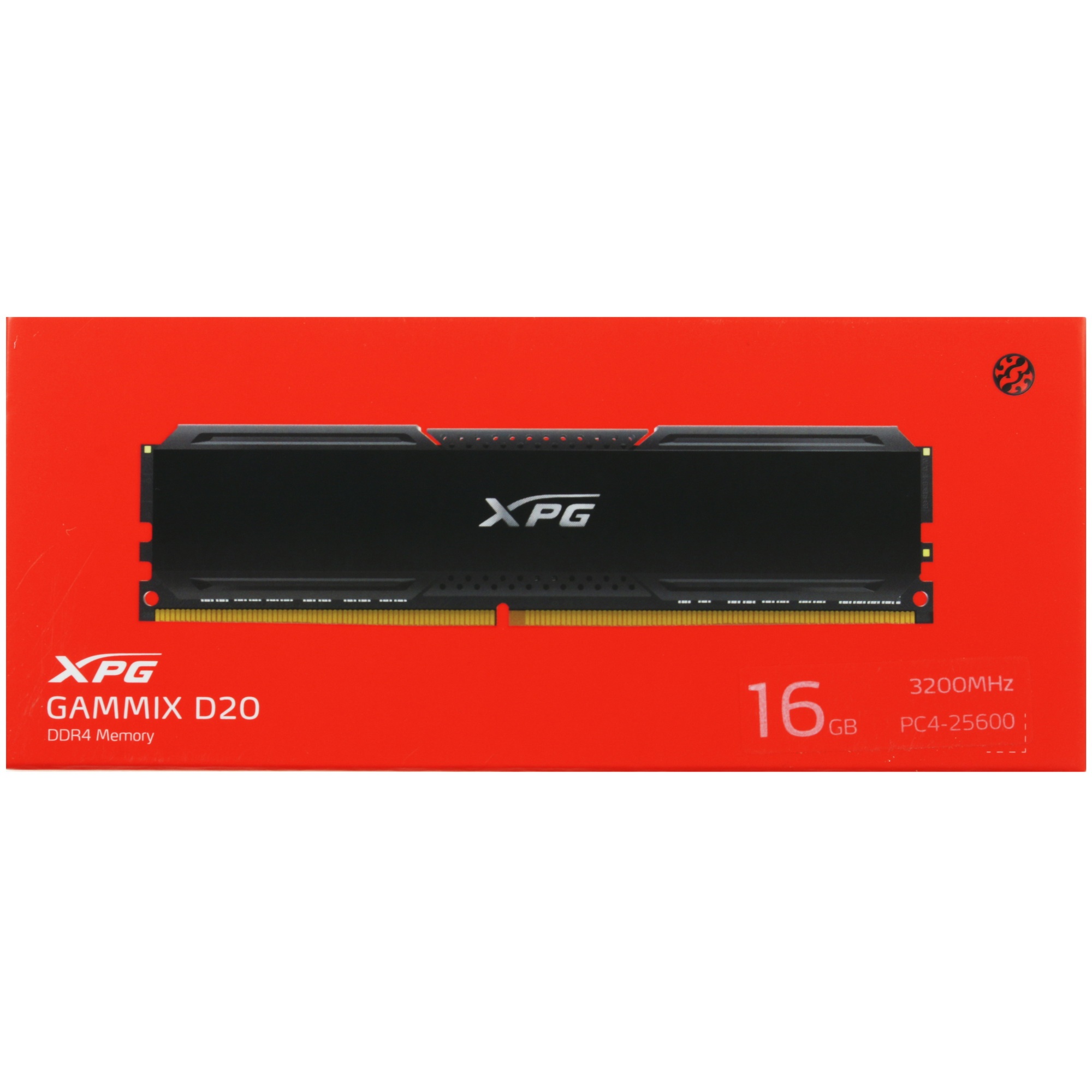 Оперативная память XPG Gammix D20, DDR4, 16GB (1x16GB), 3200MHz, CL16, UDIMM, с радиатором, черный