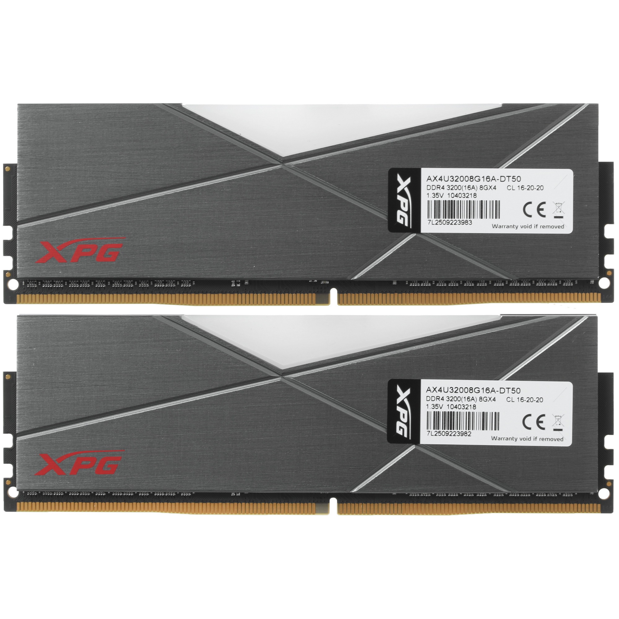 Оперативная память XPG Spectrix D50 RGB, 16GB (2x8GB), DDR4, 3200MHz, CL16, UDIMM, с радиатором, RGB