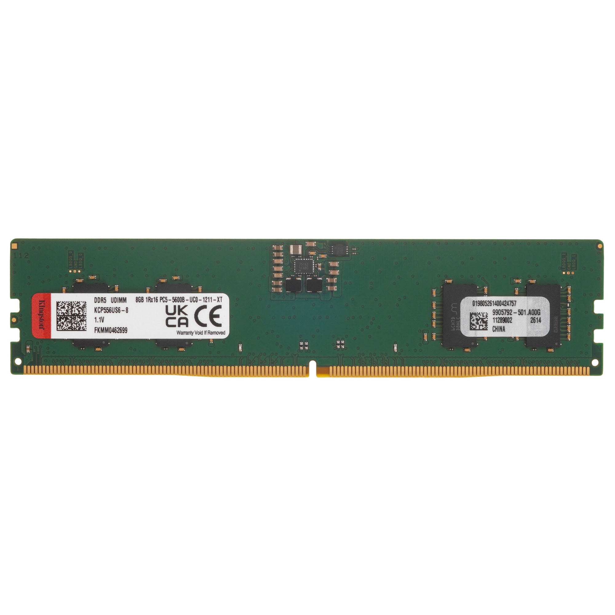 Оперативная память Kingston Branded DDR5 8GB 5600MT/s DIMM Non-ECC Unbuffered CL46 1RX16 1.1V 288-pi