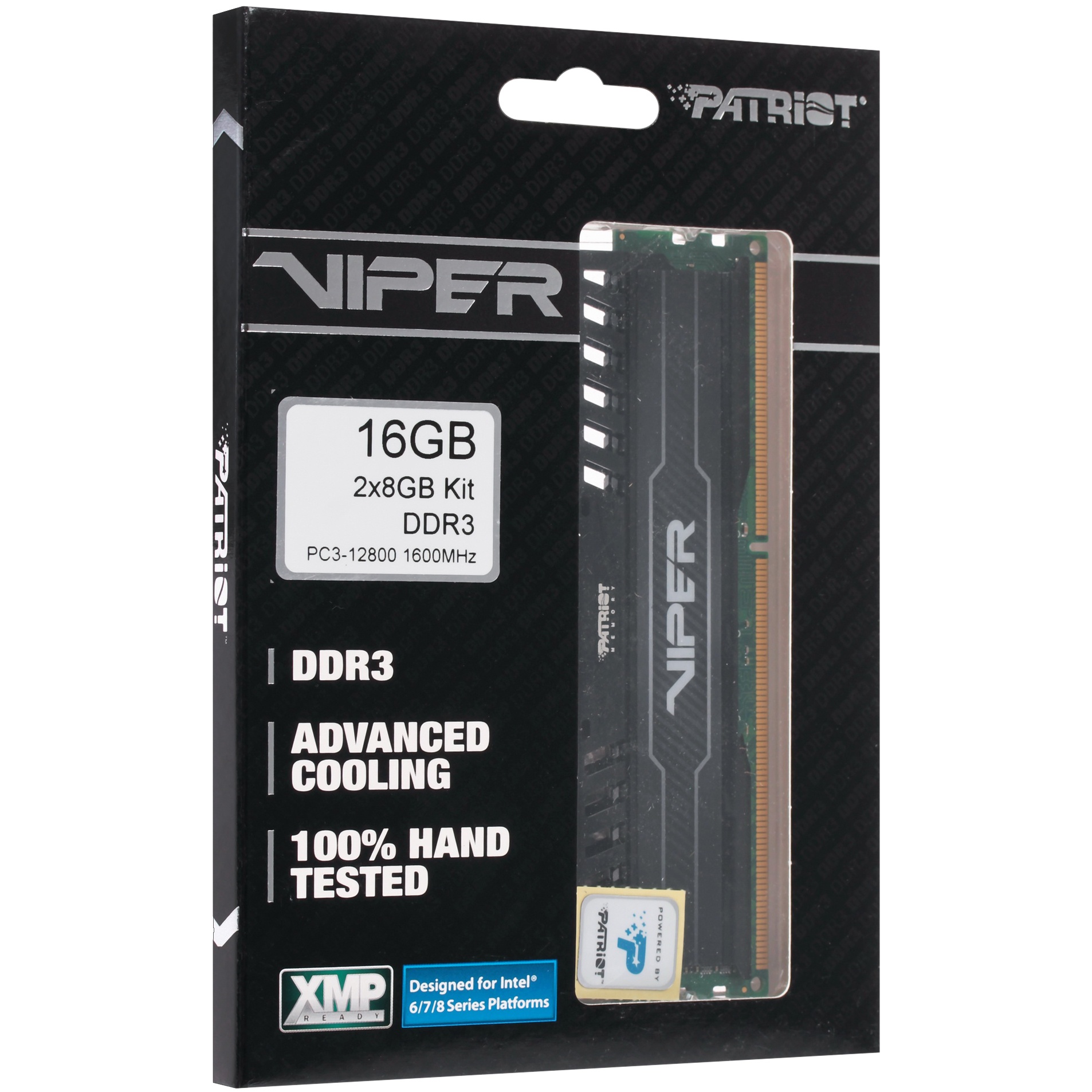 Оперативная память Patriot Viper 3, DDR3, 16GB (2x8 GB), 1600 MHz, CL10, радиатор, черный