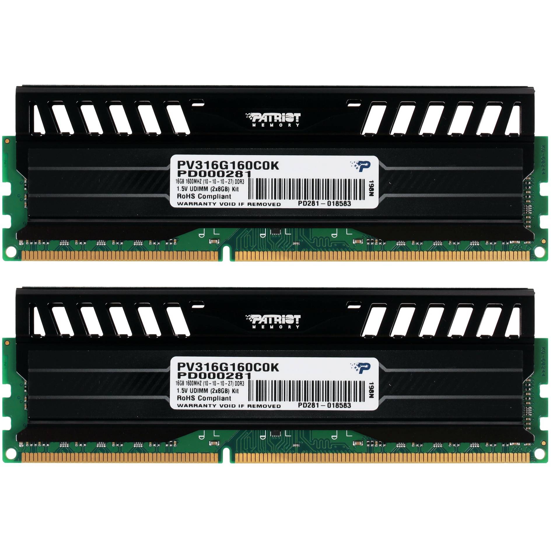 Оперативная память Patriot Viper 3, DDR3, 16GB (2x8 GB), 1600 MHz, CL10, радиатор, черный
