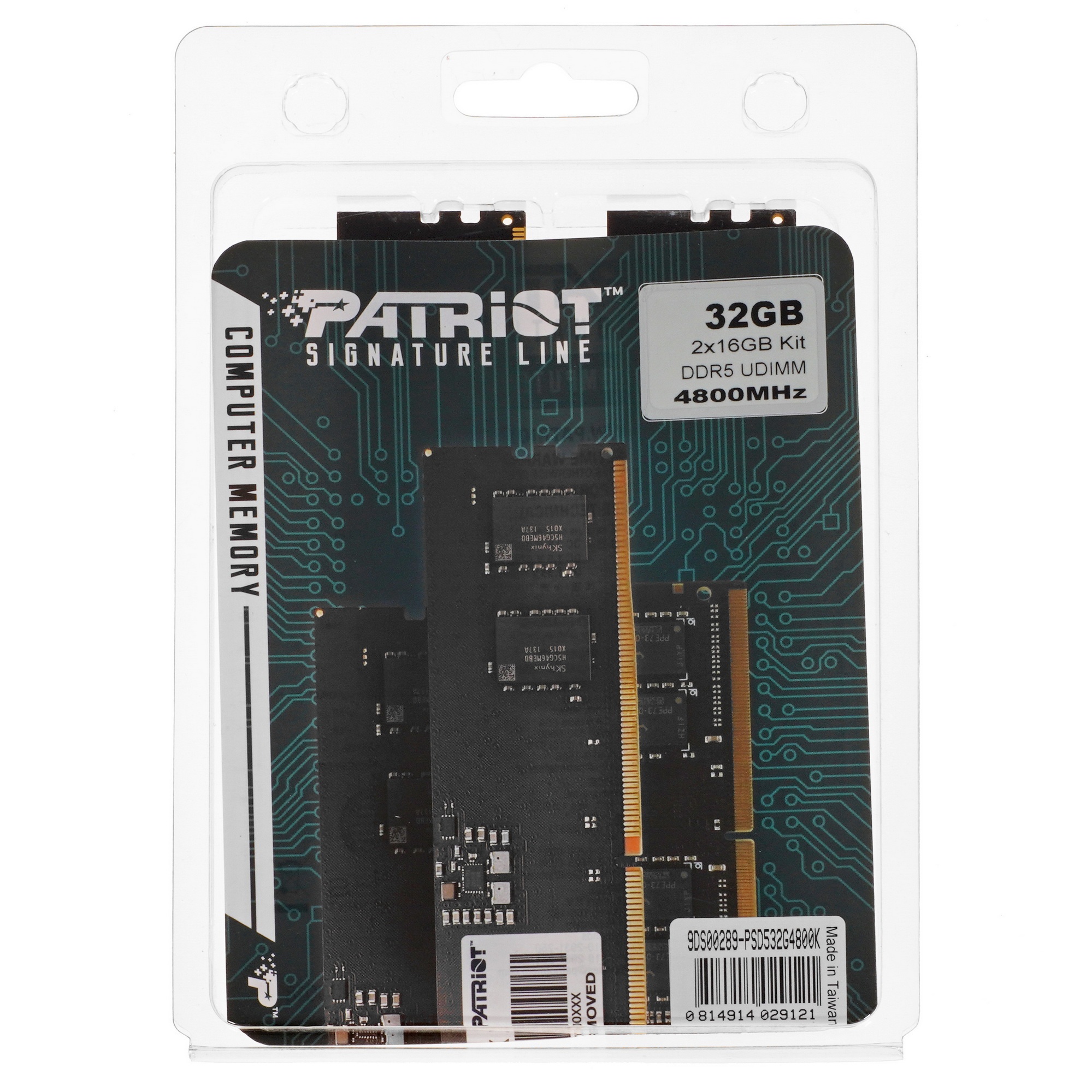 Оперативная память Patriot Signature, DDR5, 32GB (2x16 GB), 4800 MHz, CL40