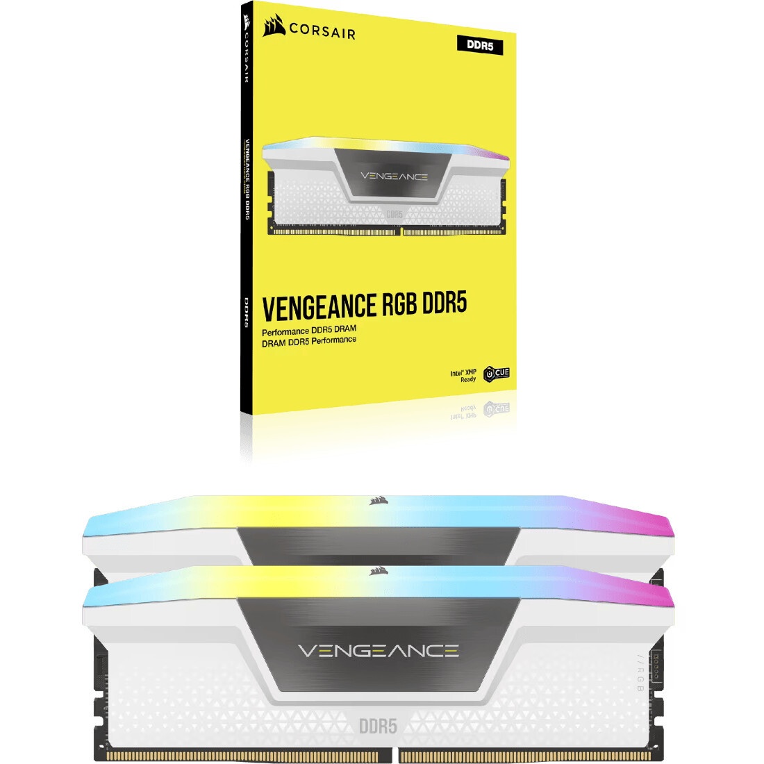 Оперативная память Corsair Vengeance, DDR5, 32GB (2x16GB), 5600 MHz, CL40, с радиатором, RGB, белый