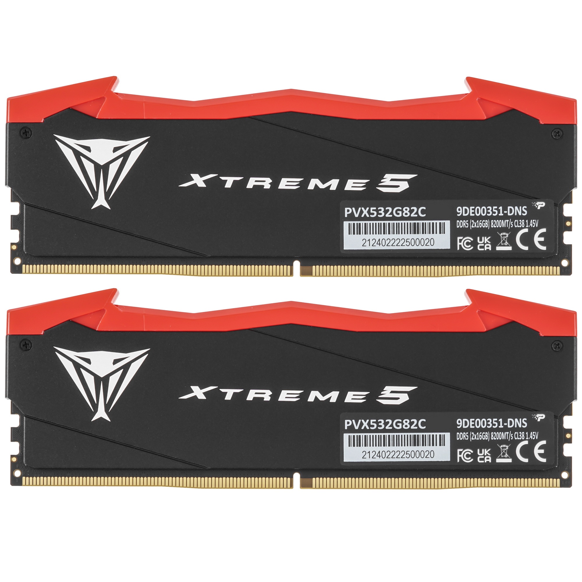 Оперативная память Patriot Viper Xtreme 5, DDR5, 32GB (2x16GB), 8200MHz, CL38, с радиаторами, черный