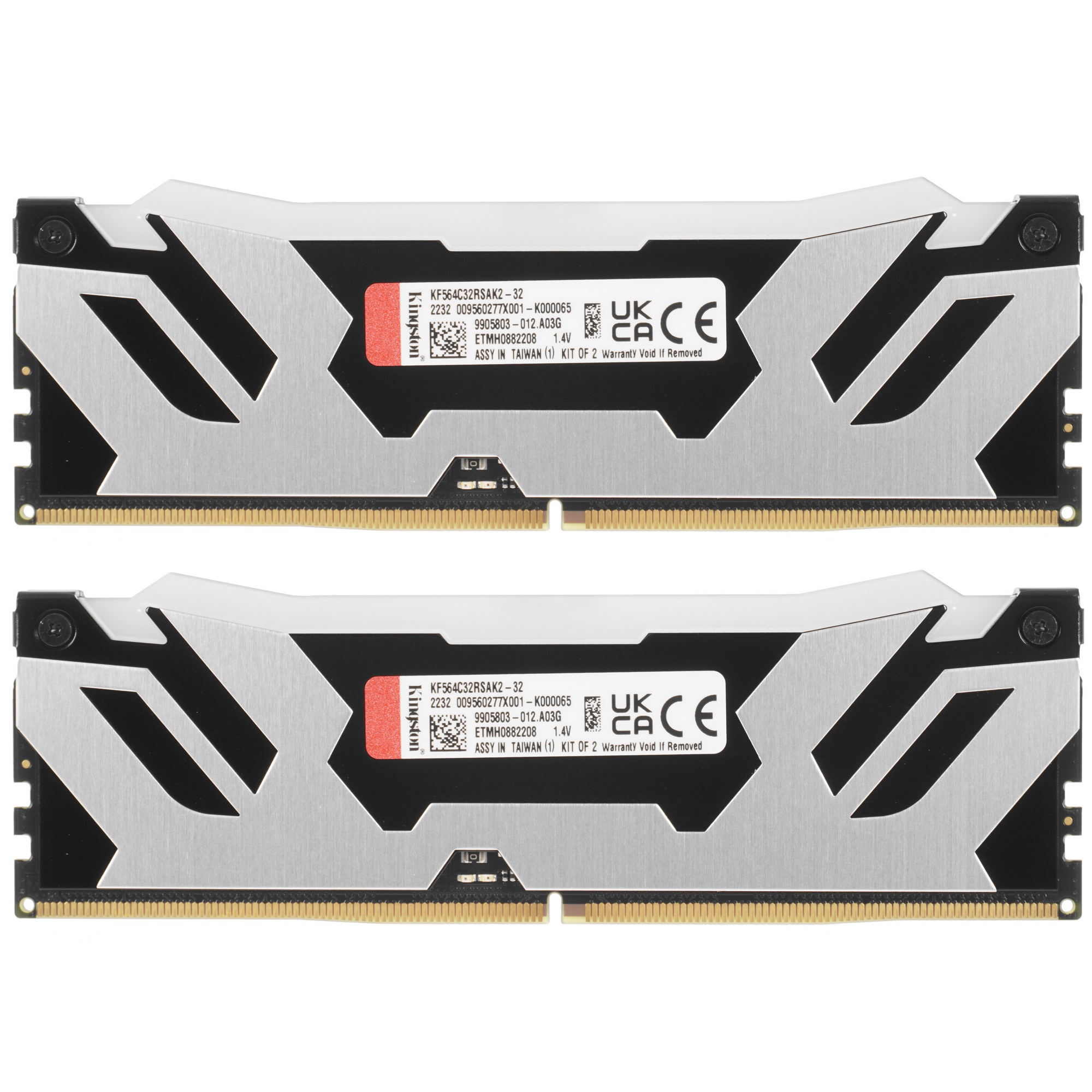 Оперативная память Kingston Fury Renegade, DDR5, 32GB (2x16GB), 6400MHz, CL32, с радиатором, RGB, се