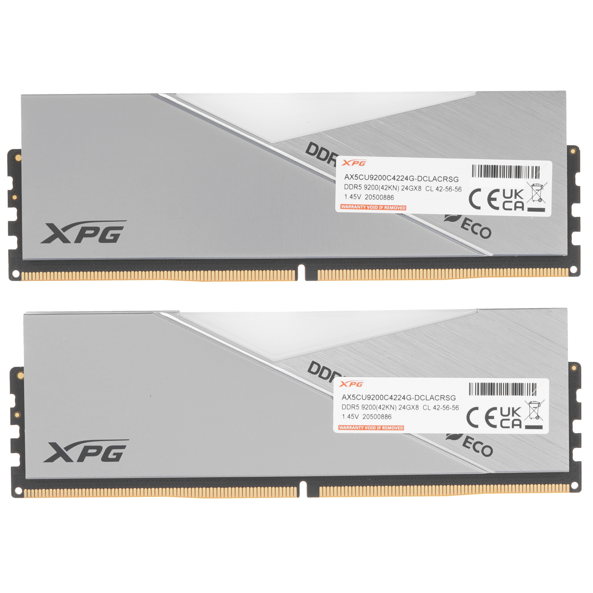 Оперативная память XPG , 48GB (2x24GB), DDR5, 9200MHz, CL42-56-56, с радиаторами, серебристый, RGB