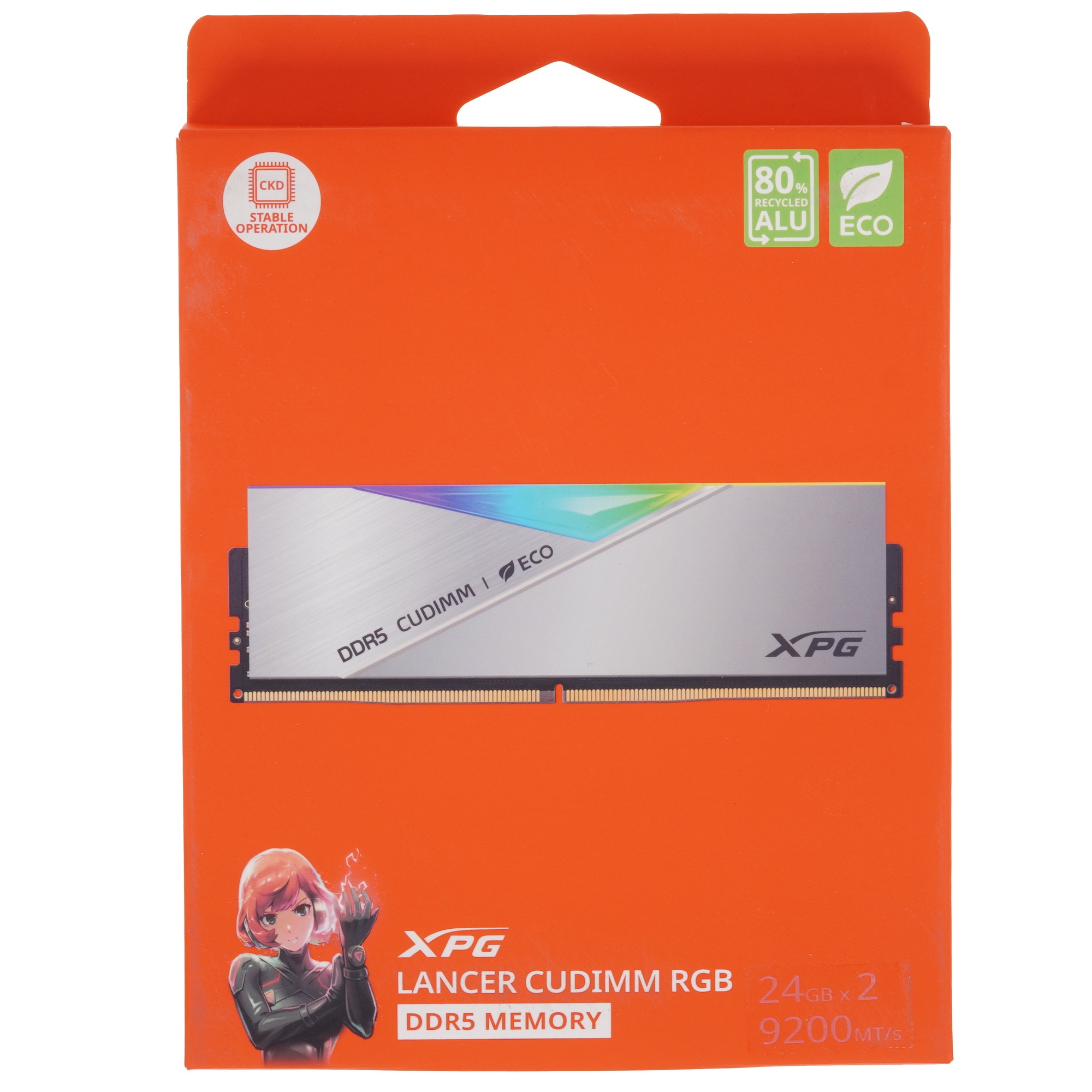 Оперативная память XPG , 48GB (2x24GB), DDR5, 9200MHz, CL42-56-56, с радиаторами, серебристый, RGB