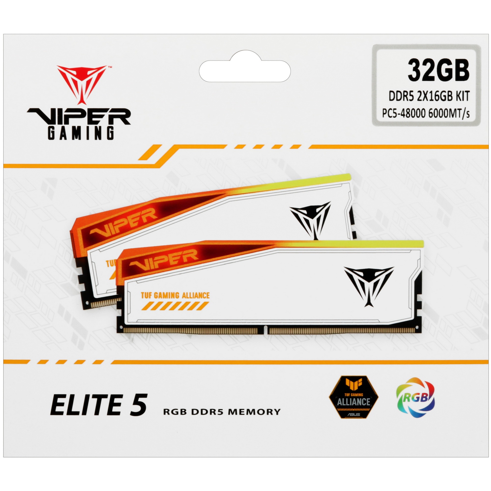 Оперативная память Patriot Viper Elite 5 TUF Gaming, DDR5, 32GB (2x16 GB), 6000 MHz, CL36, радиатор,