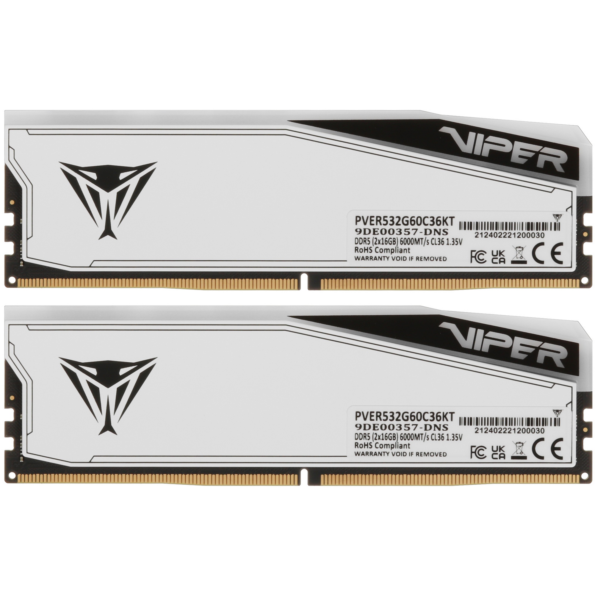 Оперативная память Patriot Viper Elite 5 TUF Gaming, DDR5, 32GB (2x16 GB), 6000 MHz, CL36, радиатор,