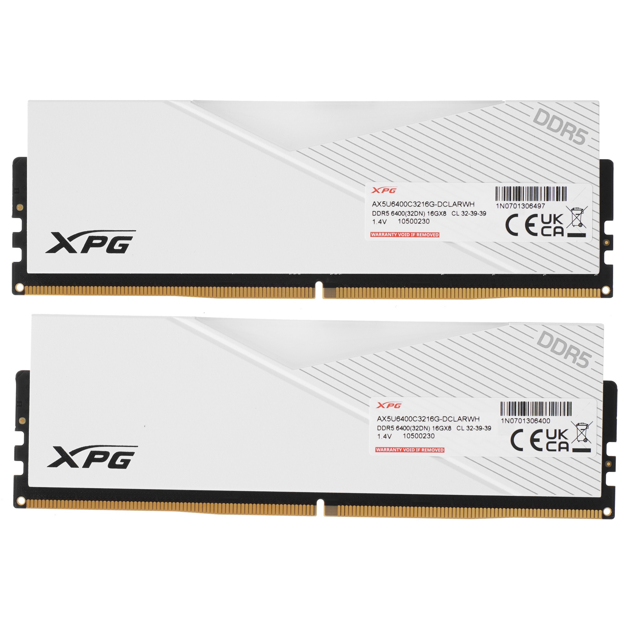 Оперативная память XPG Lancer, DDR5, 32GB (2x16GB), 6400MHz, CL32, с радиаторами, RGB, белый