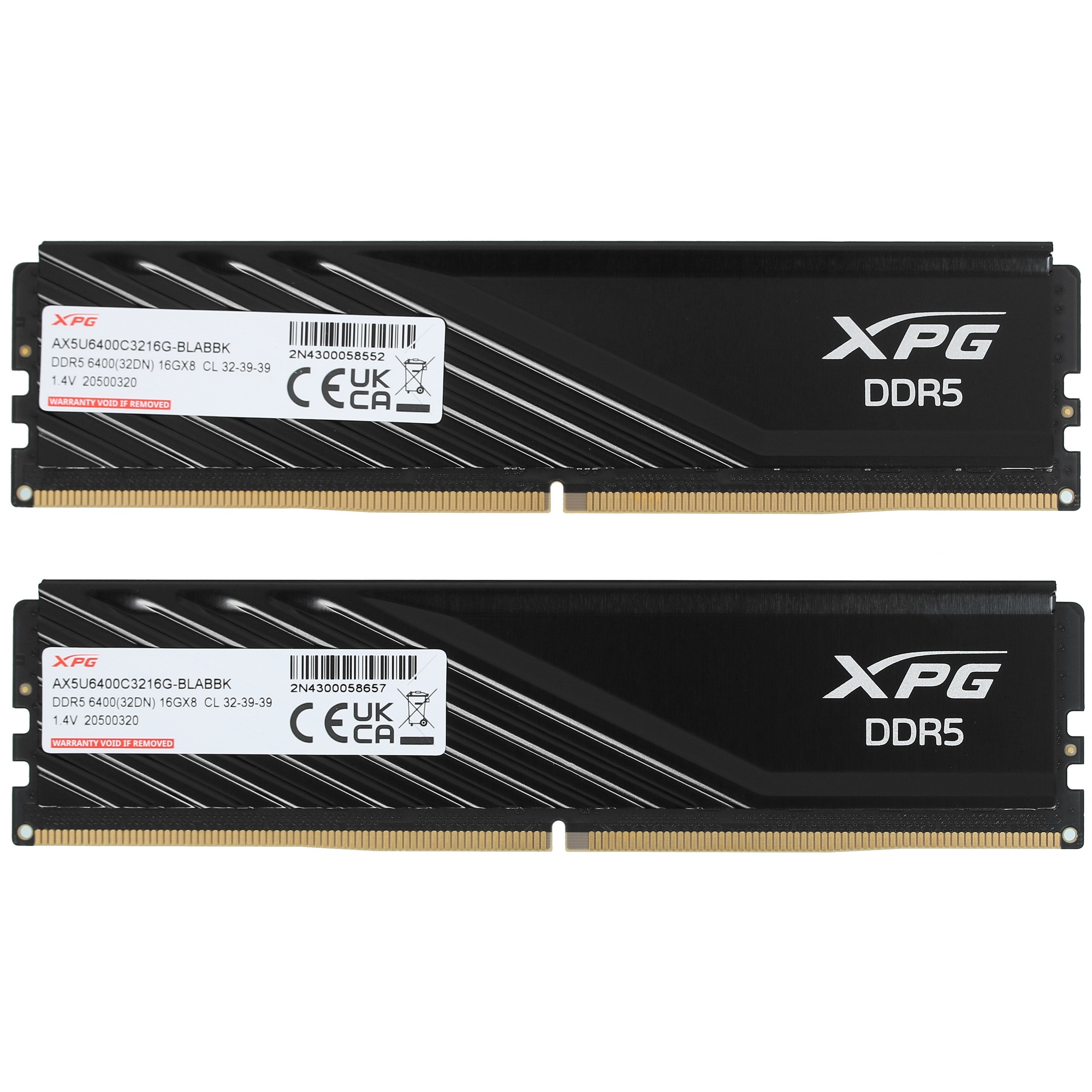 Оперативная память XPG Lancer Blade, DDR5, 32GB (2x16GB), 6400MHz, CL32, с радиаторами, чёрный