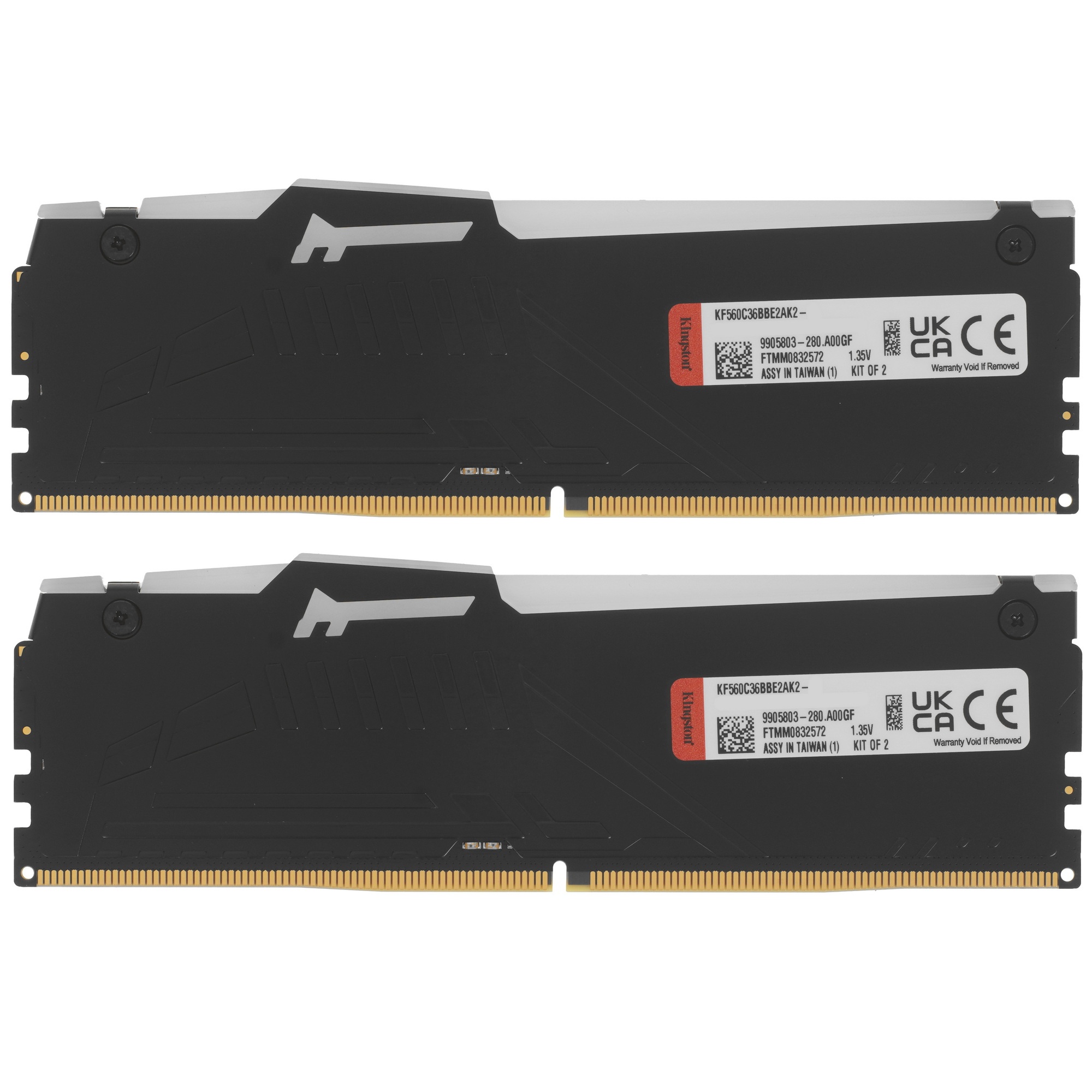 Оперативная память Kingston Fury Beast, DDR5, 32GB (2x16GB), 6000MHz, CL36, с радиаторами, RGB, черн