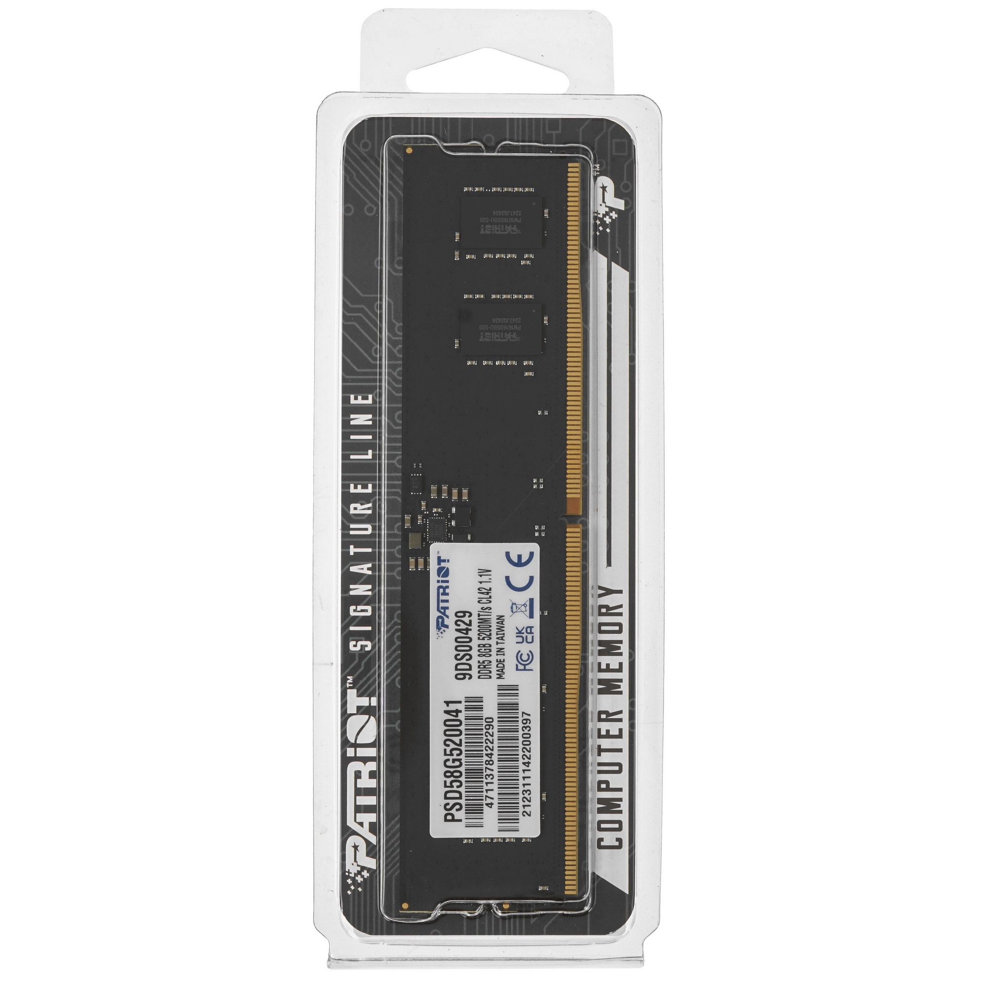 Оперативная память Patriot Signature, DDR5, 8GB (1x8 GB), 5200 MHz, CL42