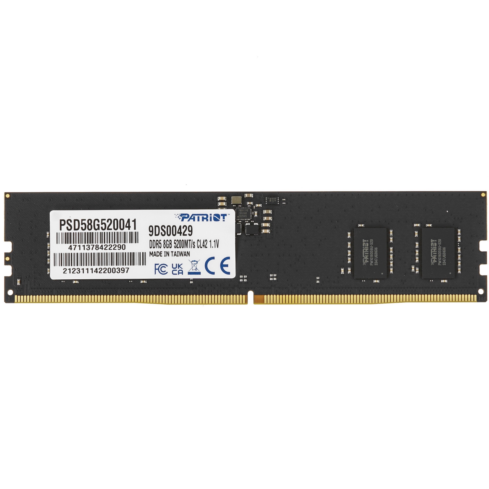 Оперативная память Patriot Signature, DDR5, 8GB (1x8 GB), 5200 MHz, CL42