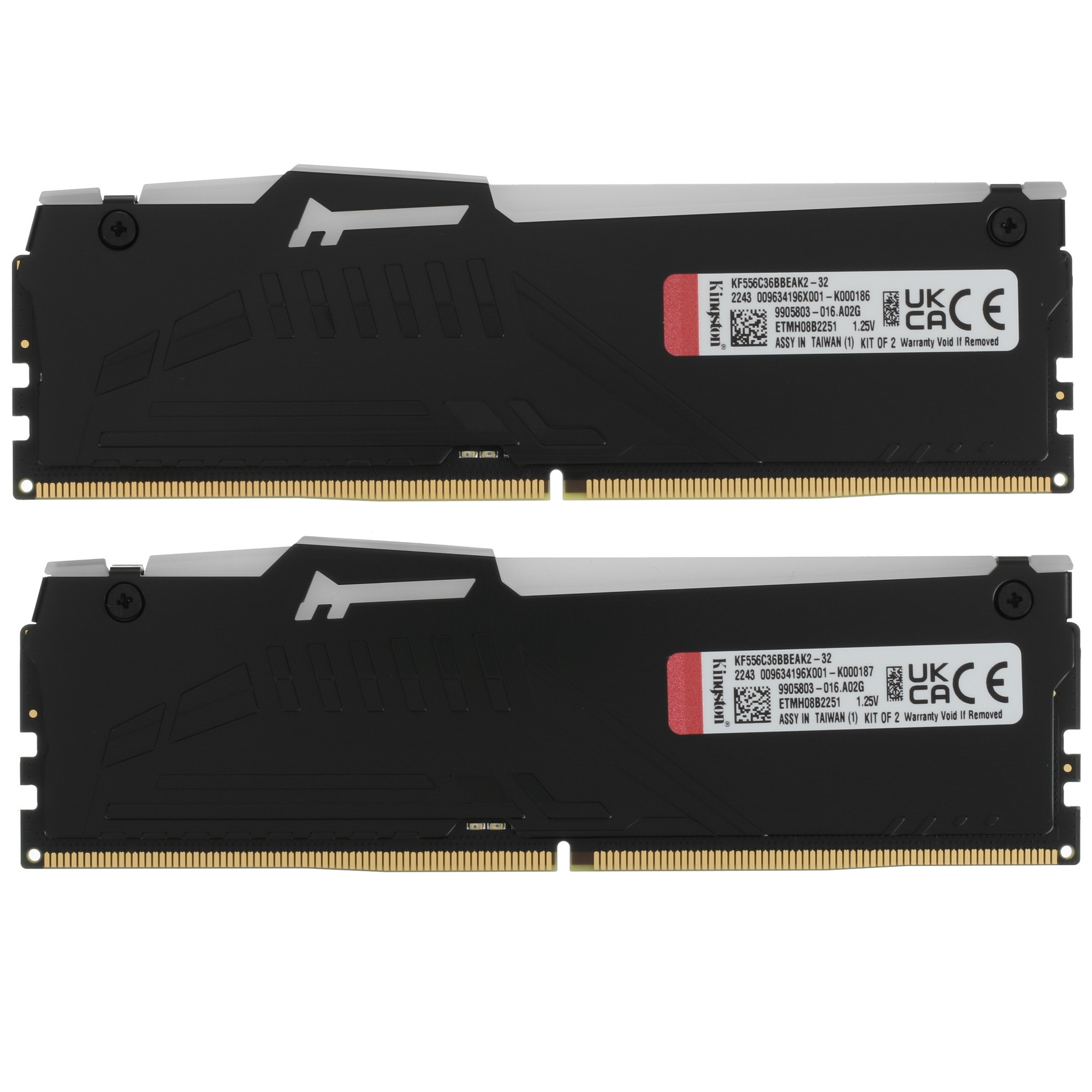 Оперативная память Kingston Fury Beast, DDR5, 32GB (2x16GB), 5600MHz, CL36, с радиаторами, RGB, черн