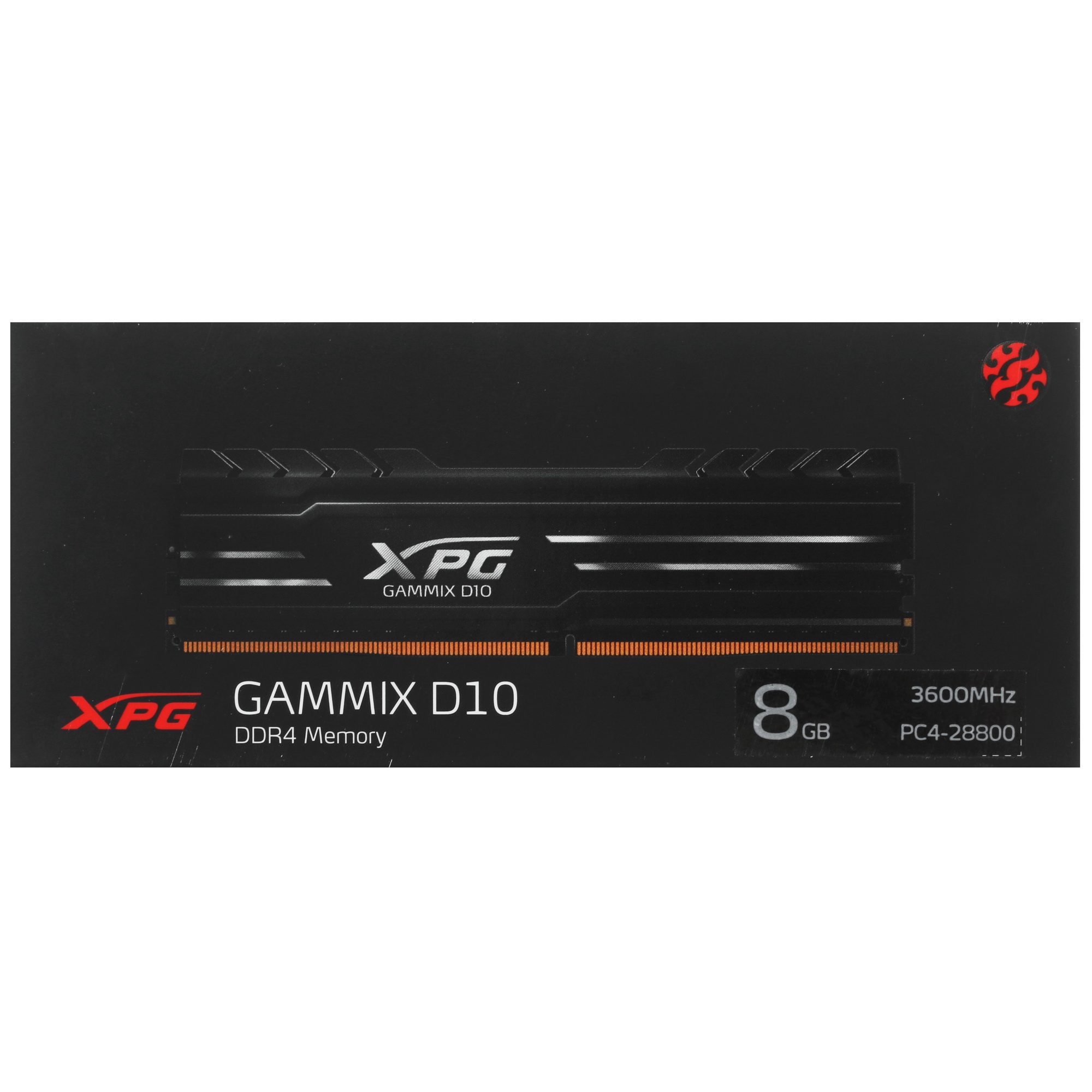 Оперативная память XPG Gammix D10, DDR4, 8GB (1x8GB), 3600MHz, CL18, с радиатором, черный
