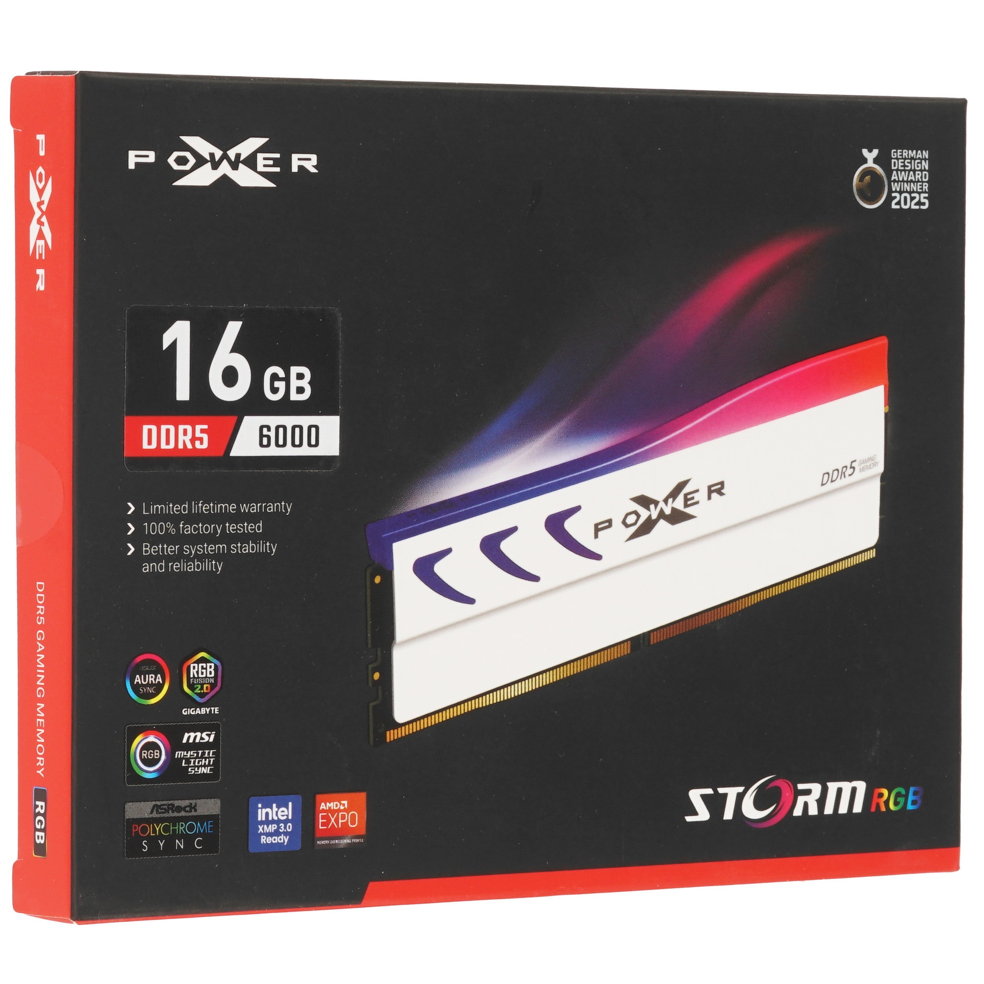 Оперативная память Silicon Power XPower Storm, 16GB, DDR5 6000MHz, CL30, DIMM, RGB, с радиатором, OE
