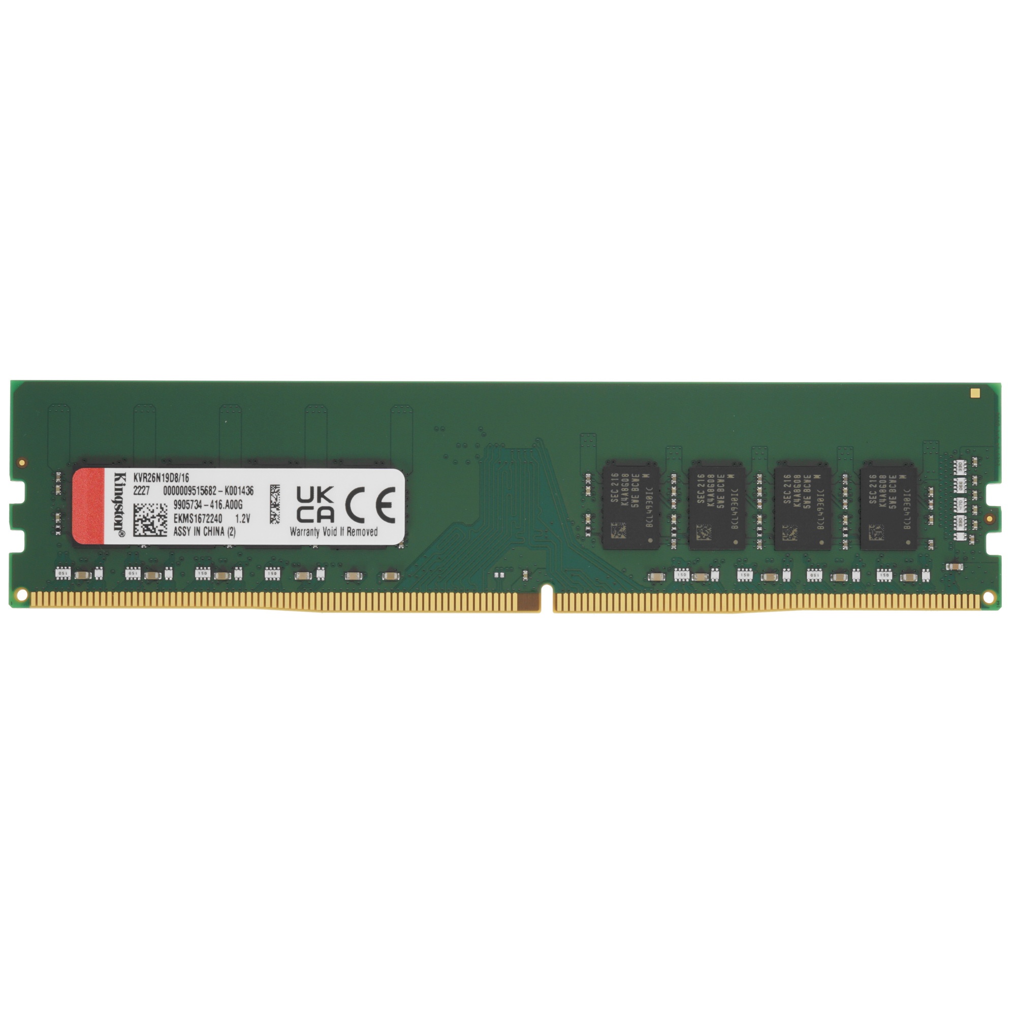 Оперативная память Kingston ValueRAM, DDR4, 16GB (1x16GB), 2666MHz, CL19
