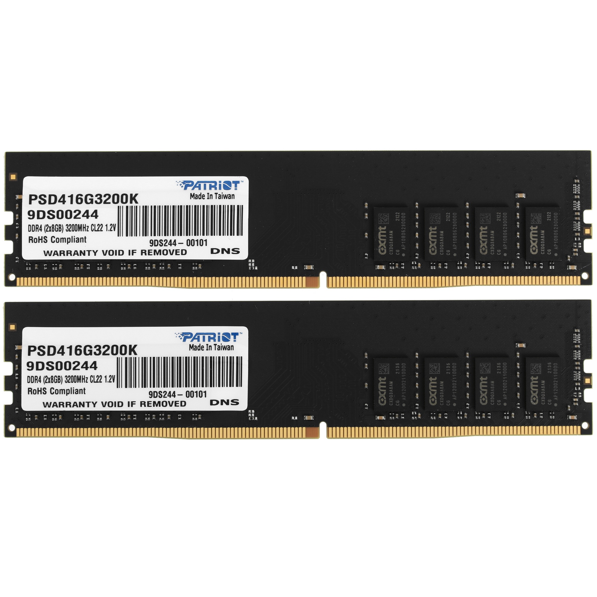Оперативная память Patriot Signature, DDR4, 16GB (2x8 GB), 3200 MHz, CL22