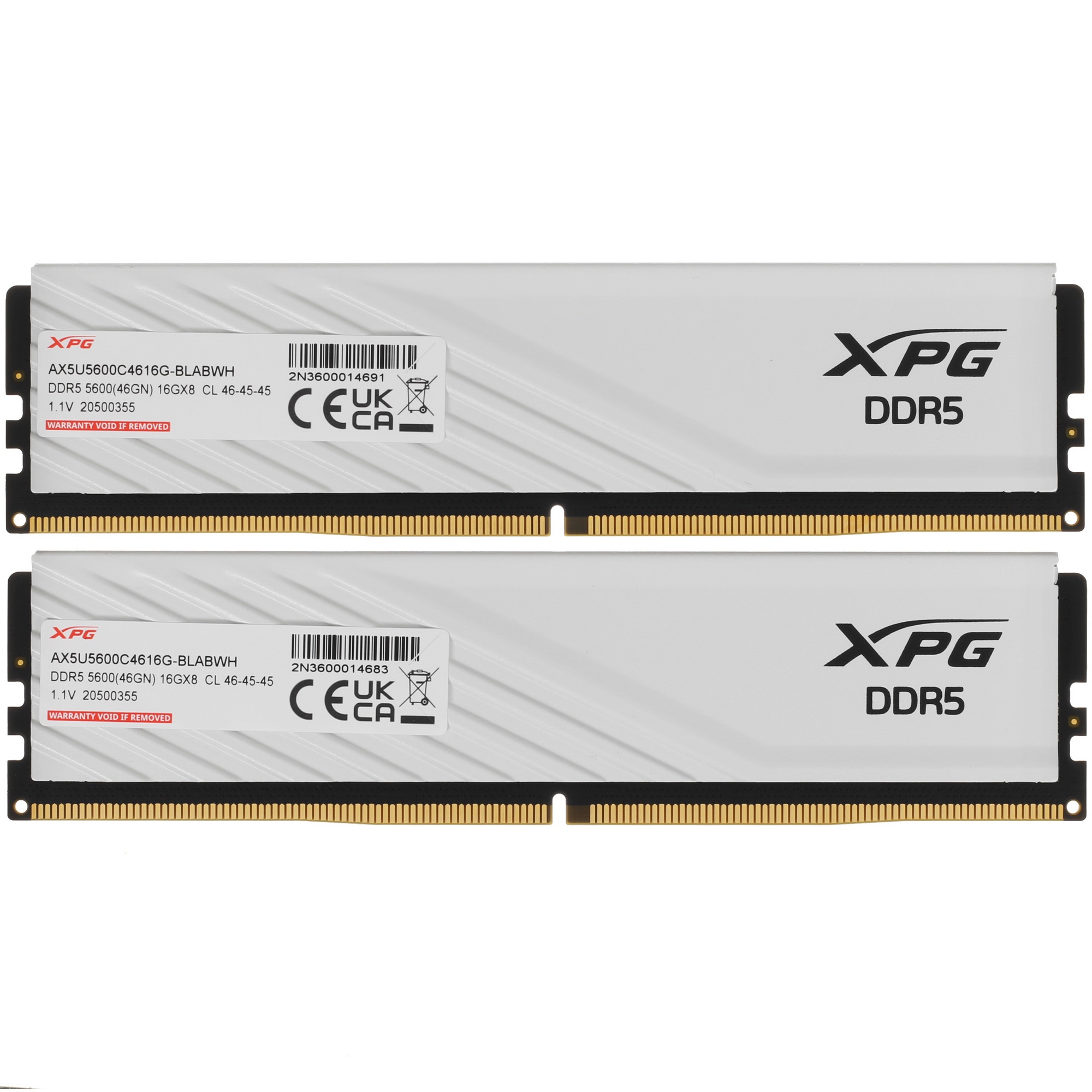 Оперативная память XPG Lancer Blade, DDR5, 32GB (2x16GB), 5600MHz, CL46, с радиаторами, белый