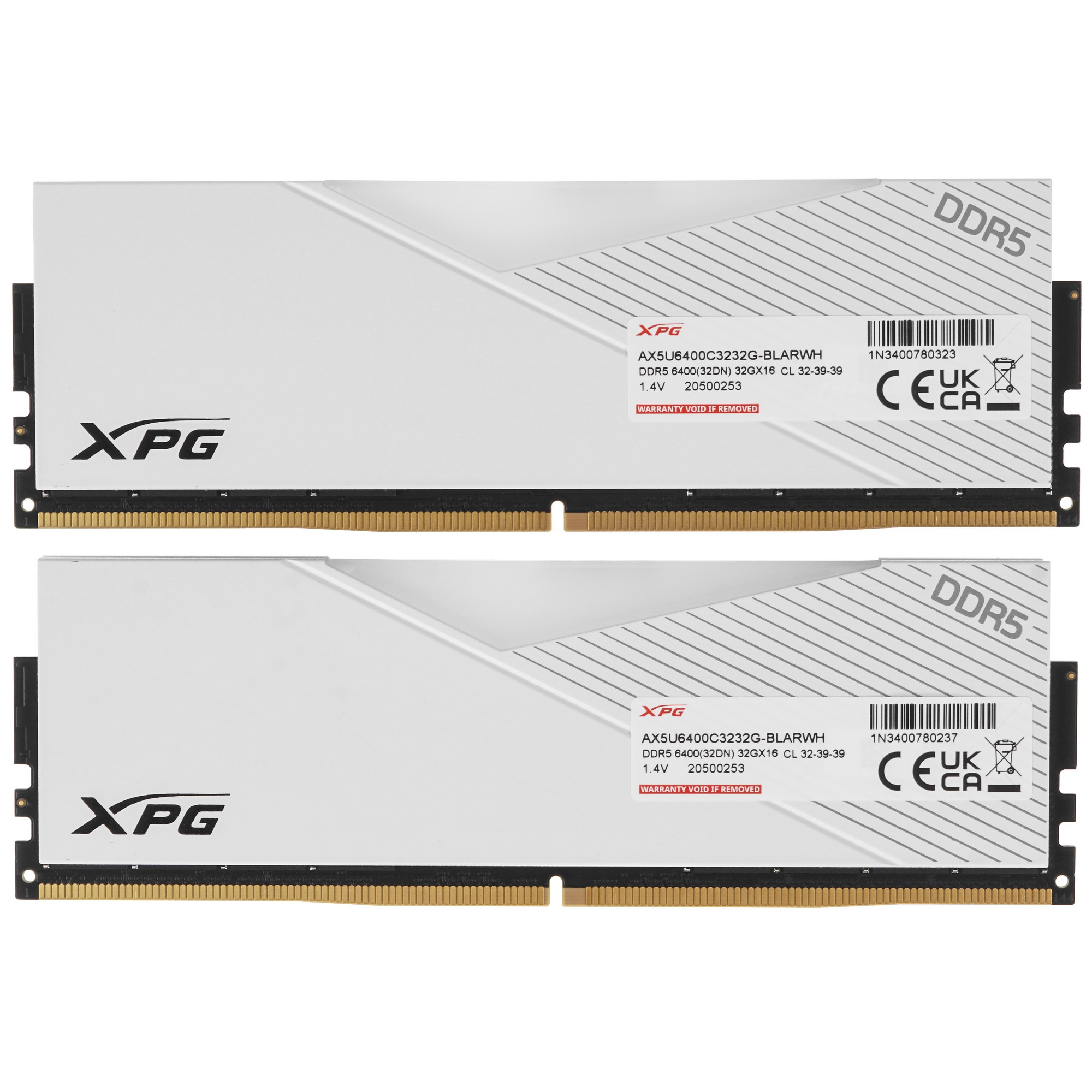 Оперативная память XPG Lancer, DDR5, 64GB (2x32GB), 6400MHz, CL32, с радиаторами, RGB, белый