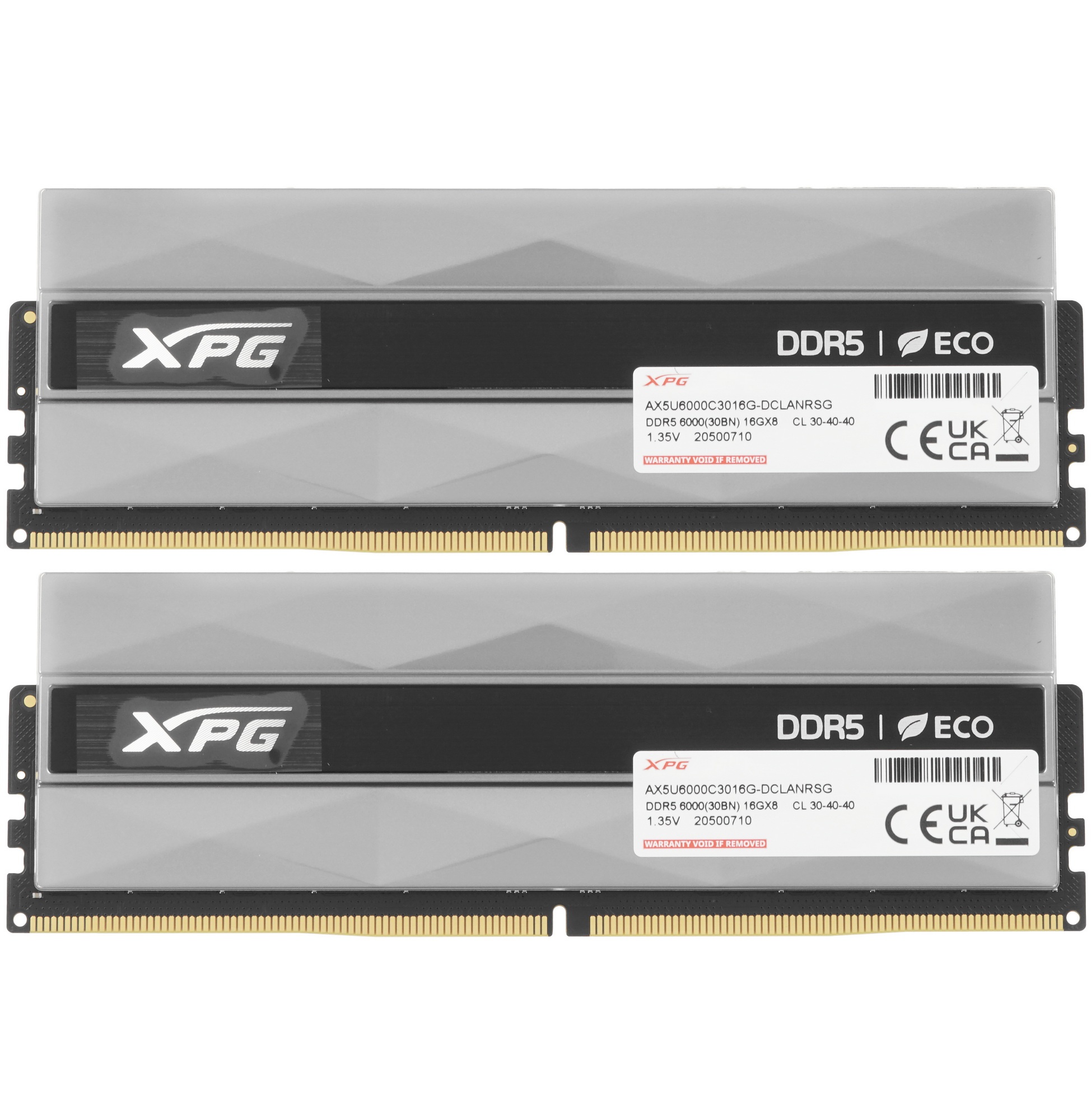 Оперативная память XPG Lancer, DDR5, 32GB (2x16GB), 6000MHz, CL30, с радиаторами, RGB, серебристый