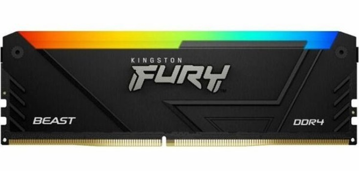 Оперативная память Kingston Fury Beast, DDR4, 8GB (1x8GB), 3600MHz, CL17, с радиатором, RGB, черный