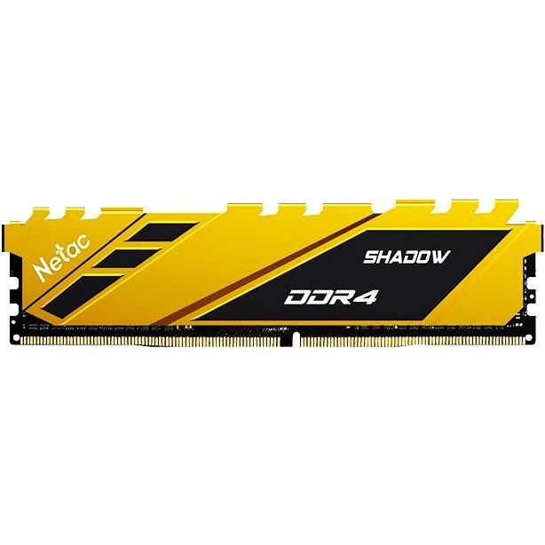 Оперативная память NETAC Shadow, DDR4, 8GB (1x8GB), 2666MHz, CL19, с радиаторами, желтый
