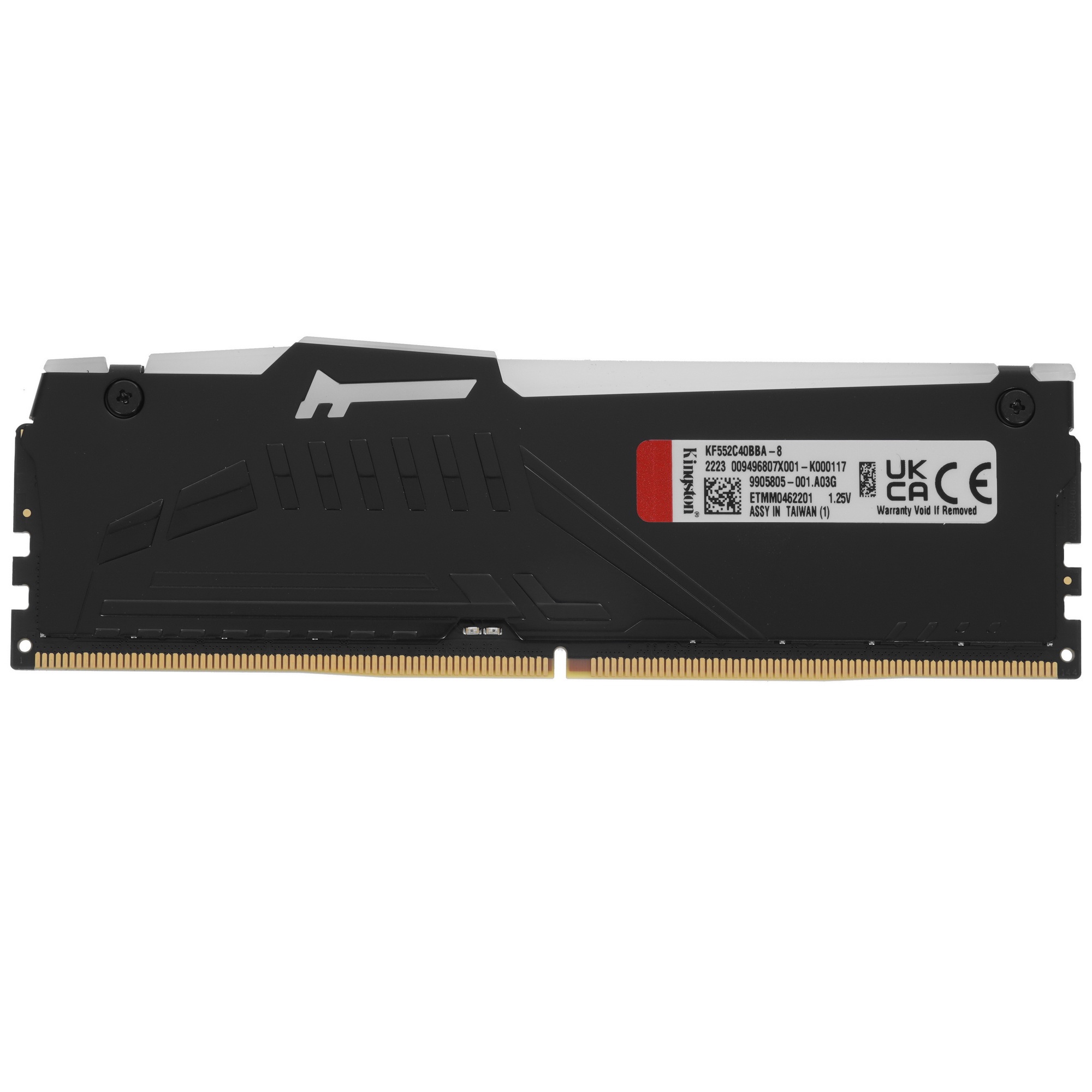Оперативная память Kingston Fury Beast, DDR5, 8GB (1x8GB), 5200MHz, CL40, с радиаторами, RGB, черный