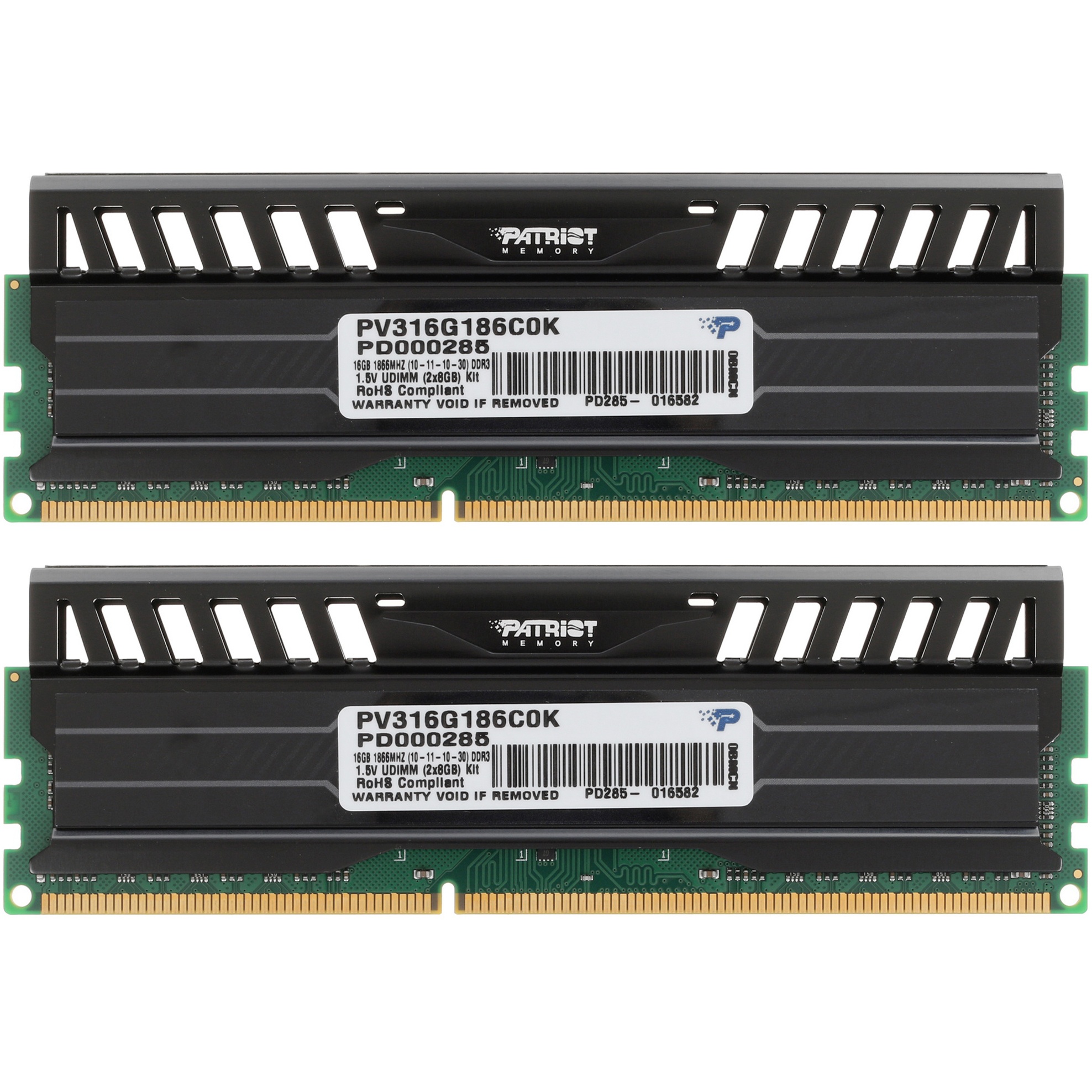 Оперативная память Patriot Viper 3, DDR3, 16GB (2x8 GB), 1866 MHz, CL10, радиатор, черный