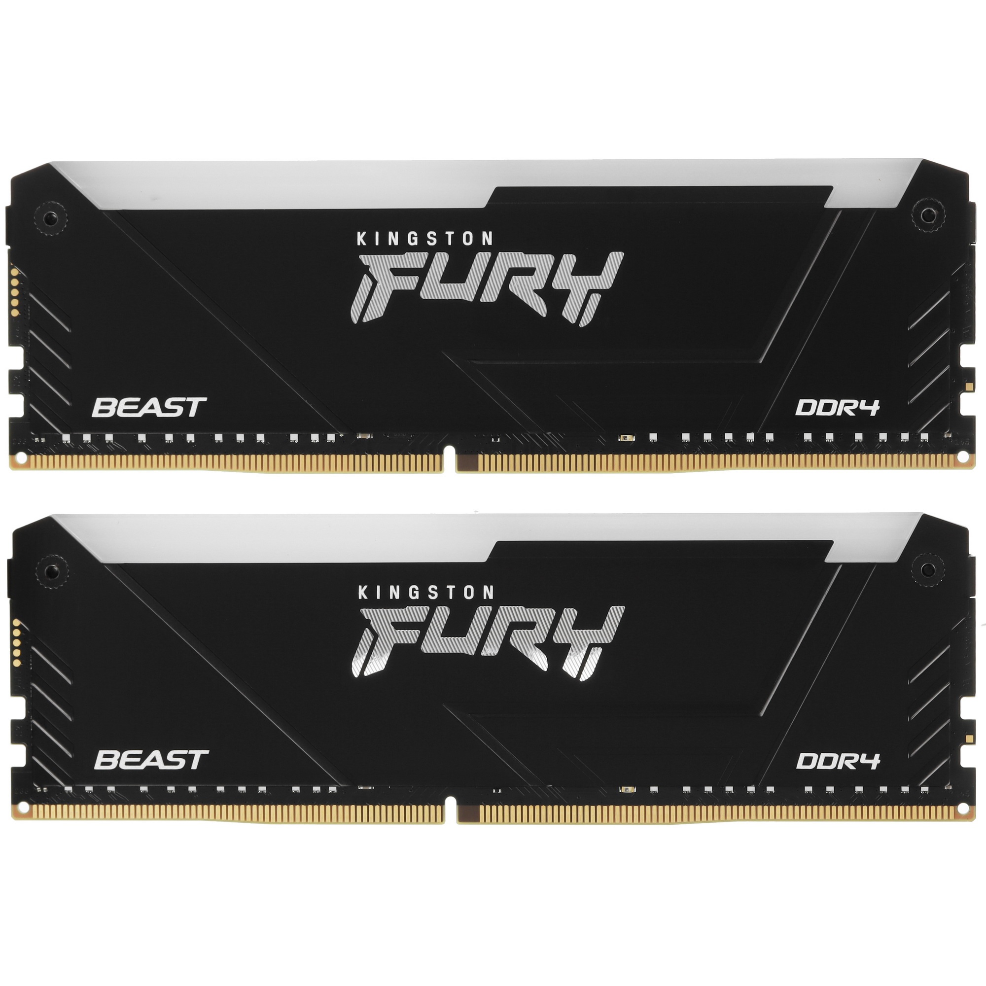 Оперативная память Kingston Fury Beast, DDR4, 16GB (2x8GB), 3200MHz, CL16, с радиатором, RGB, чёрный