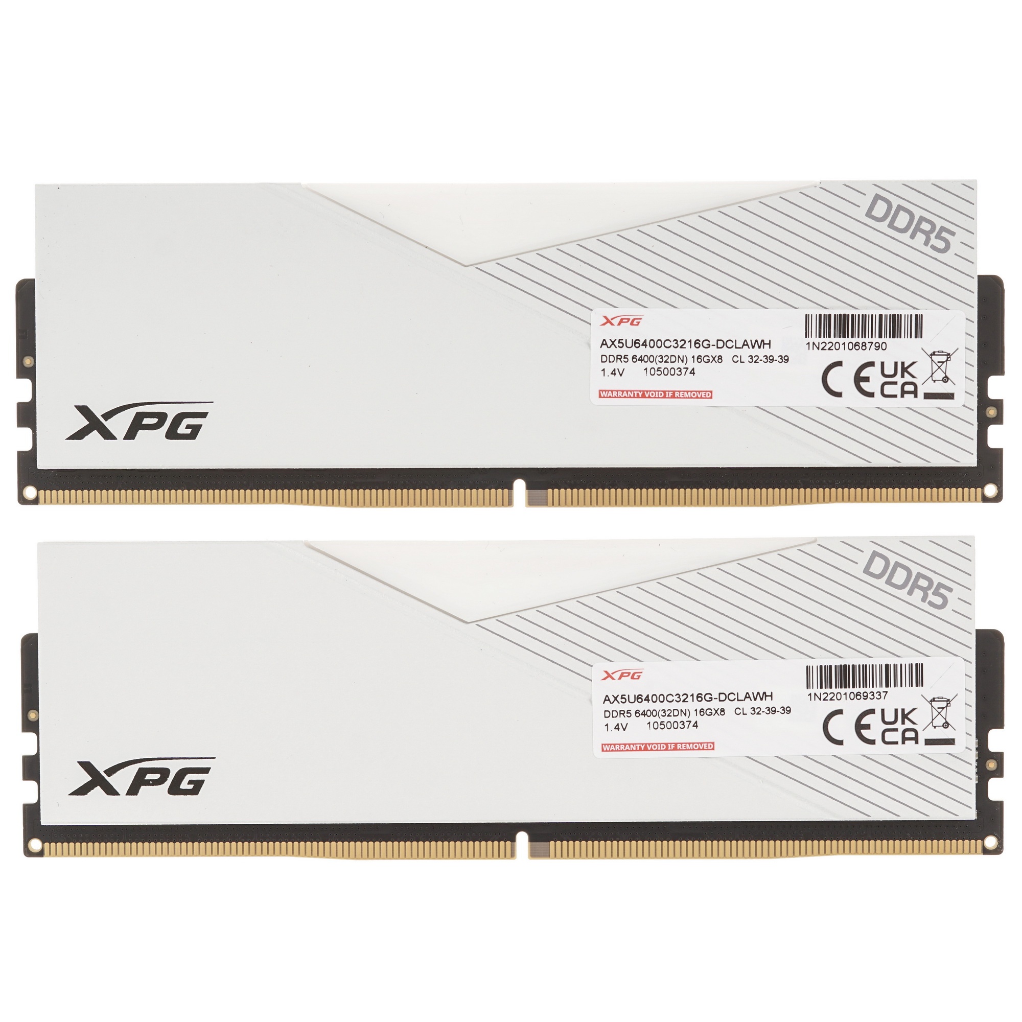Оперативная память XPG Lancer, DDR5, 32GB (2x16GB), 6400MHz, CL32, с радиаторами, белый
